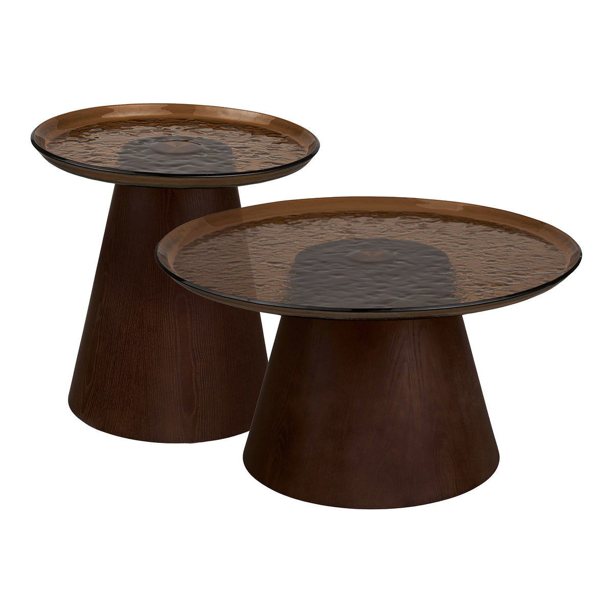 Orvieto Sofabordssæt Af 2 - Sofabordssæt, Askefiner/Glas, Brun Ø80X42 &Amp; Ø50X48 Cm ⎮ 5713917052073 ⎮ 2101620-S 