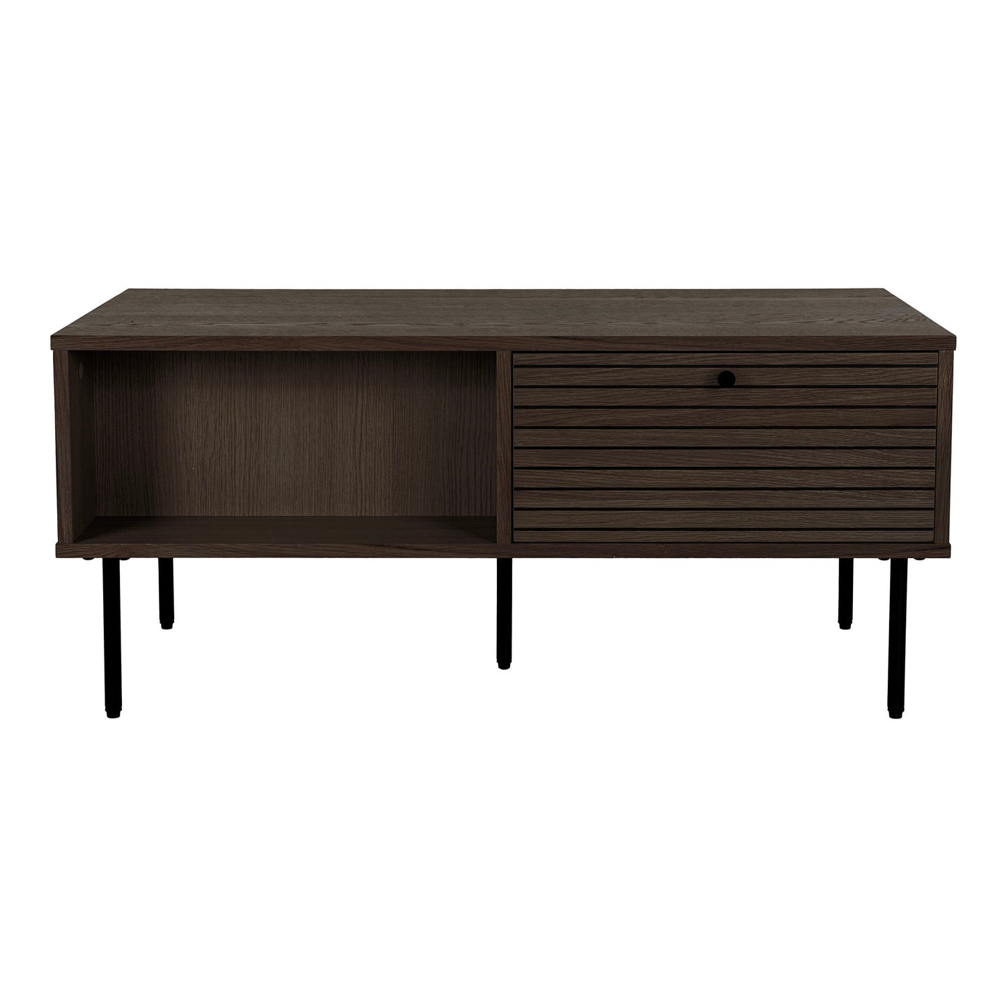 Kyoto Sofabord - Sofabord, 2 Skuffer, Egefiner, Smoked, Sorte Metalben 50X100X45 Cm ⎮ 5713917032501 ⎮ 2102051 