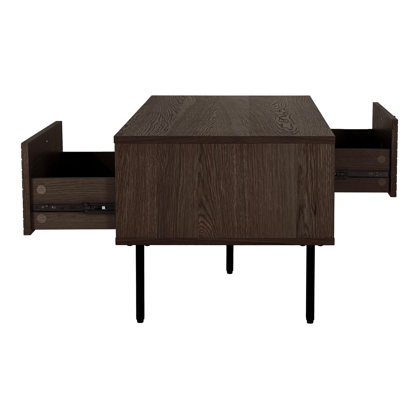 Kyoto Sofabord - Sofabord, 2 Skuffer, Egefiner, Smoked, Sorte Metalben 50X100X45 Cm ⎮ 5713917032501 ⎮ 2102051 