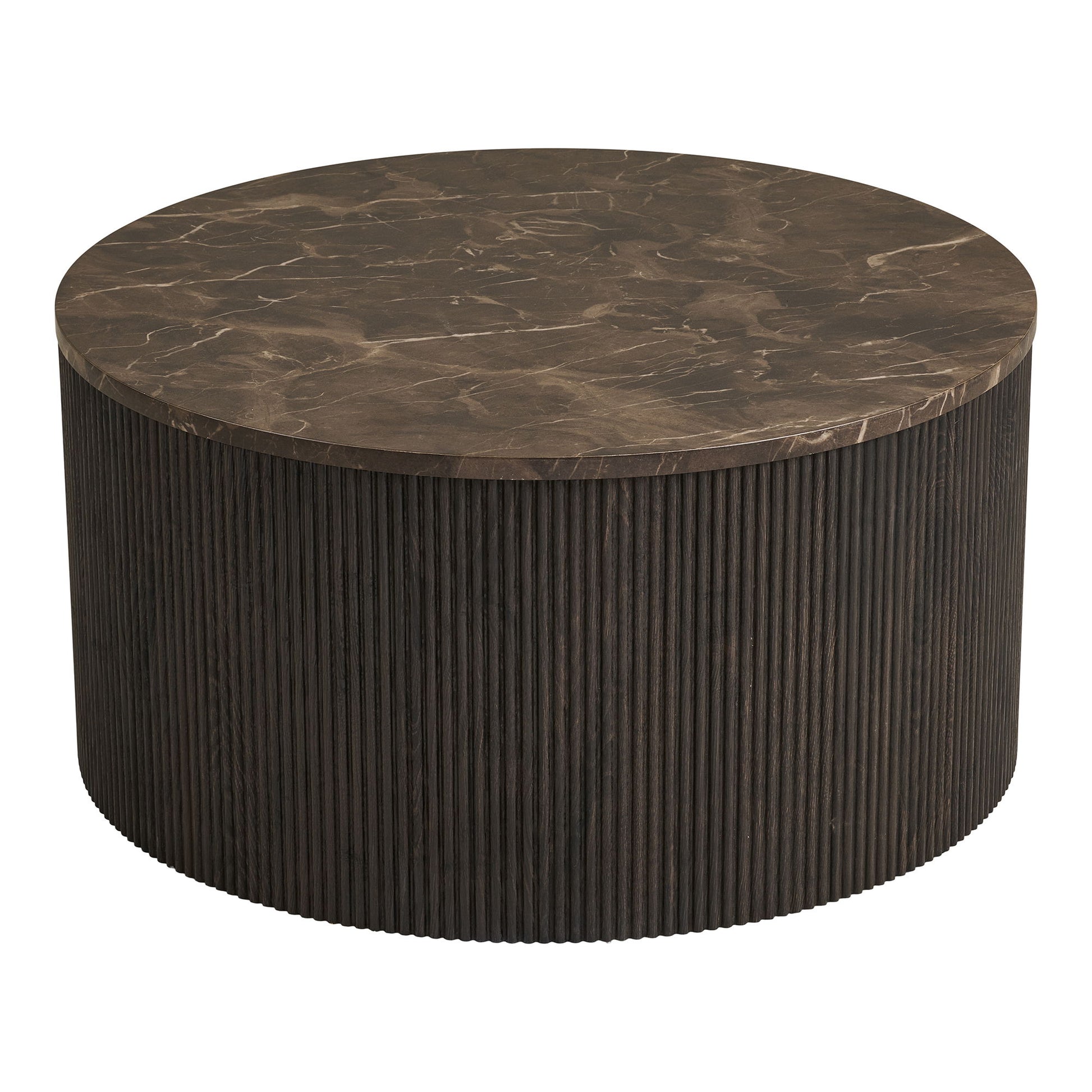 Rota Sofabord - Sofabord, Marmor Look, Mørkebrun Ø80X40 Cm ⎮ 5713917038077 ⎮ 2102191 