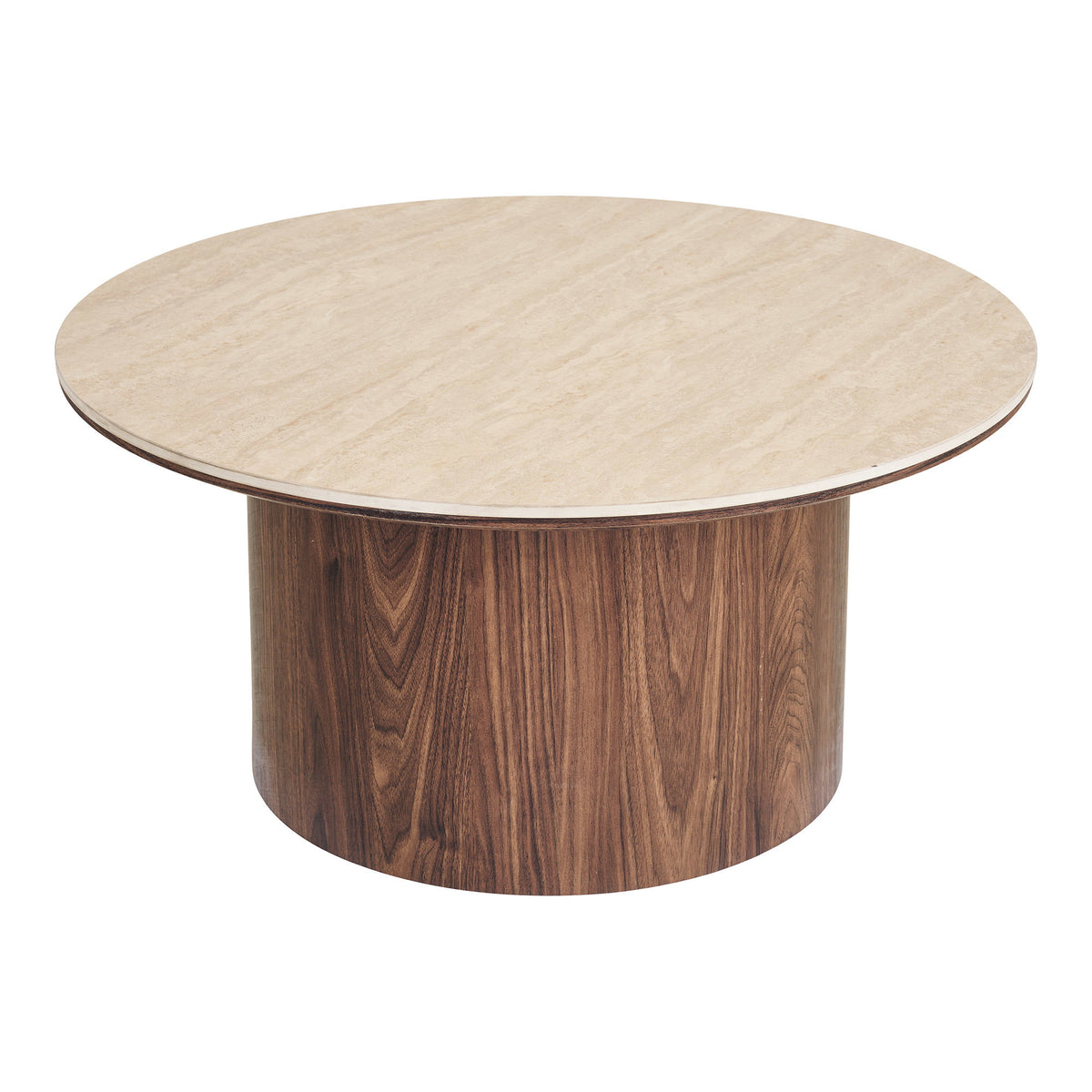 Delphi Sofabord - Sofabord, Keramik Bordplade, Travertin/Mørkebrun Ø80X40 Cm ⎮ 5713917044450 ⎮ 2102193 