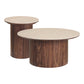 Delphi Sofabordssæt Af 2 - Sofabordssæt, Keramik Bordplade, Travertin/Mørkebrun Ø80X40 &Amp; Ø45X50 Cm ⎮ 5713917052172 ⎮ 2102193-S 
