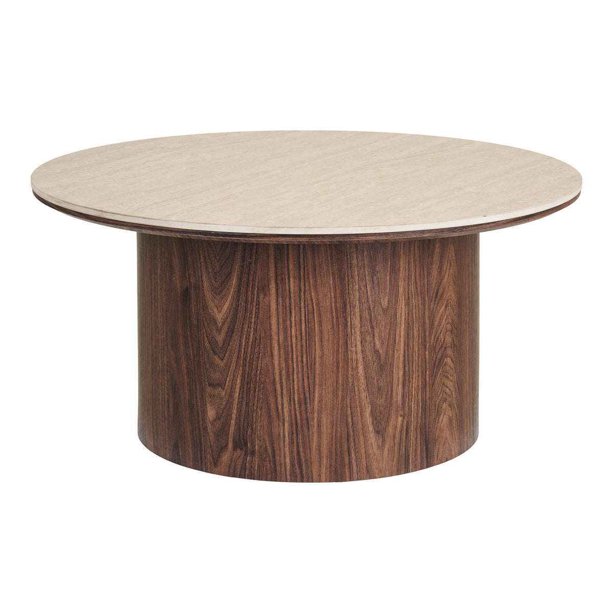 Delphi Sofabord - Sofabord, Keramik Bordplade, Travertin/Mørkebrun Ø80X40 Cm ⎮ 5713917044450 ⎮ 2102193 