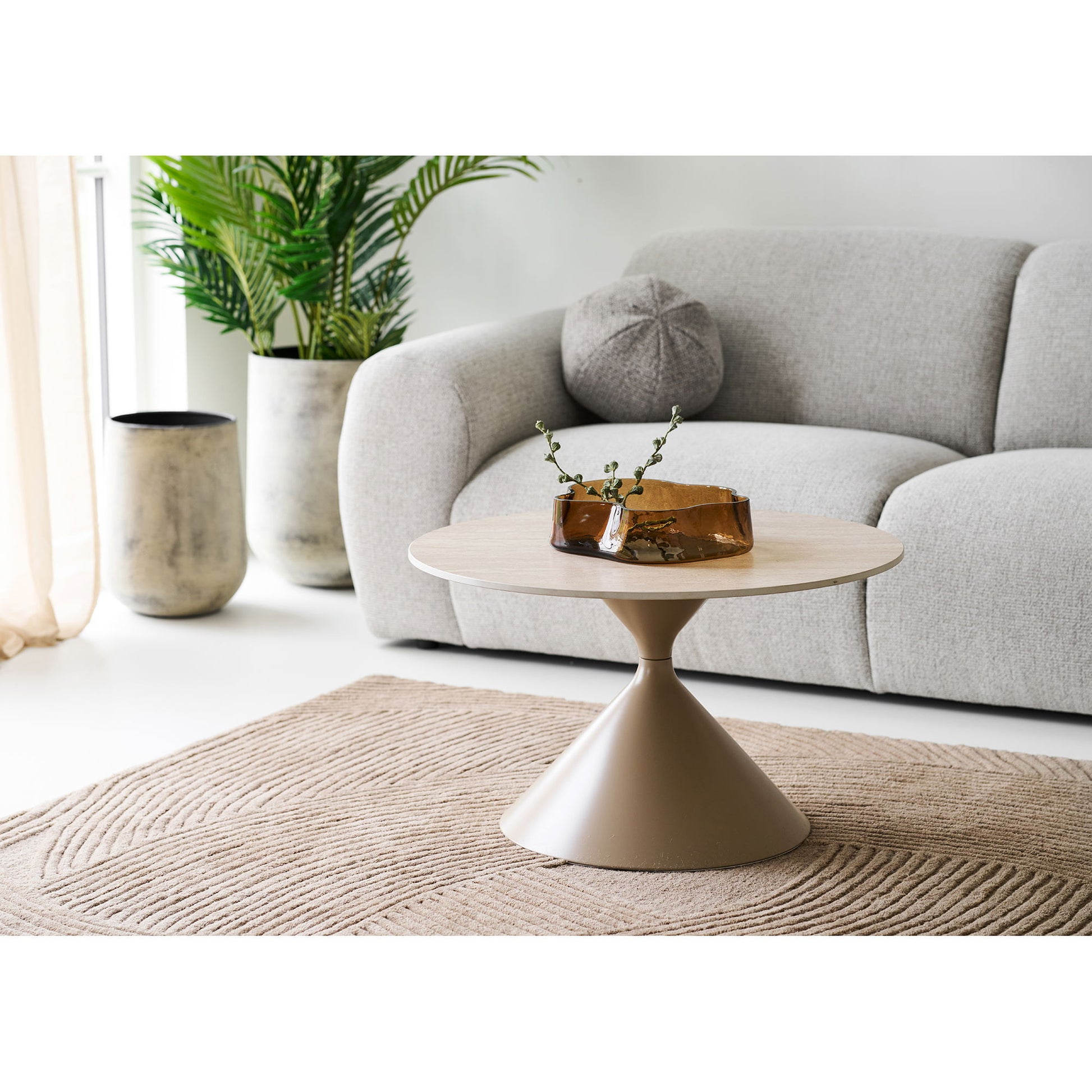 Annecy Sofabord - Sofabord, Keramisk Bordplade/Stål, Travertin/Sand Ø70X41 Cm ⎮ 5713917041053 ⎮ 2102196 