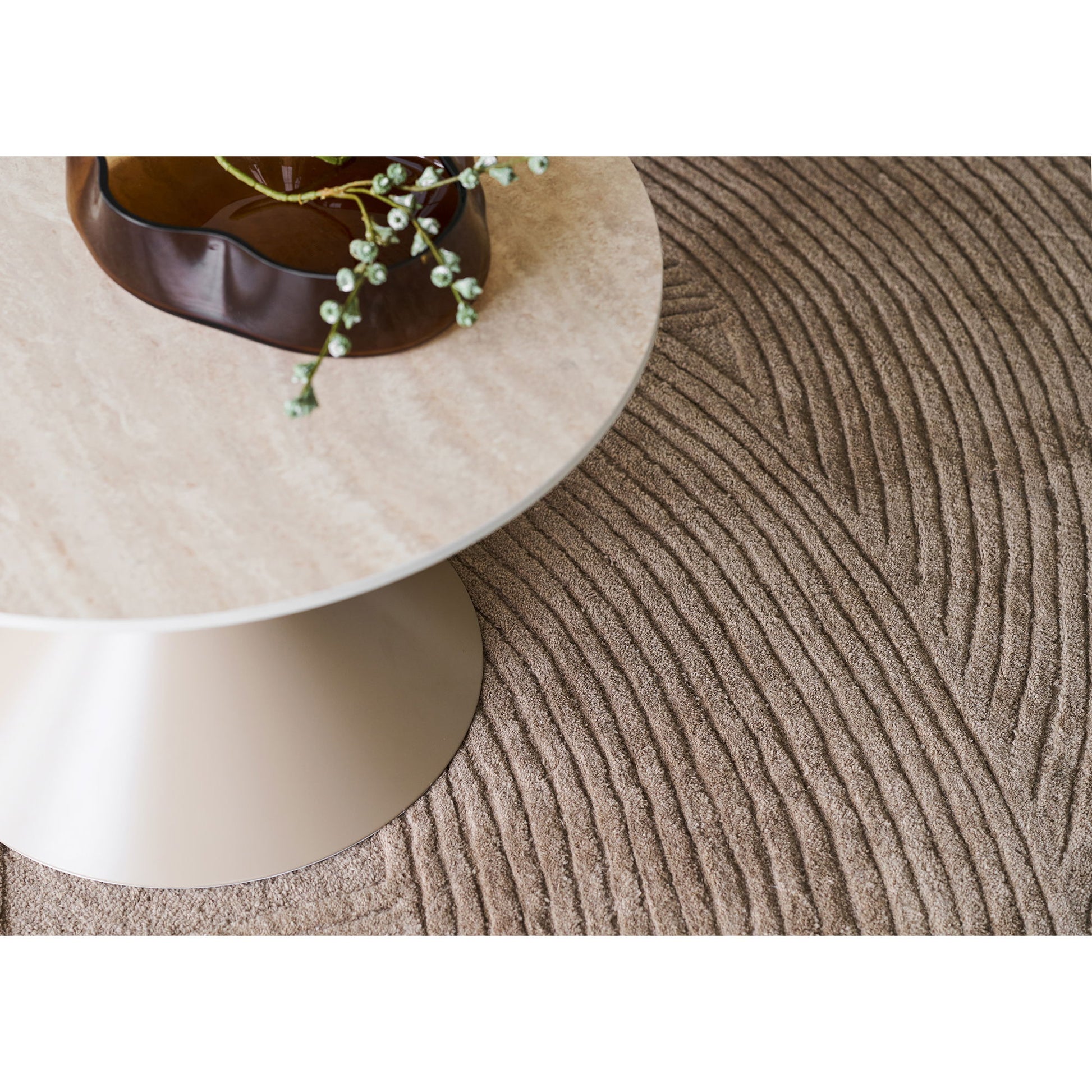 Annecy Sofabord - Sofabord, Keramisk Bordplade/Stål, Travertin/Sand Ø70X41 Cm ⎮ 5713917041053 ⎮ 2102196 
