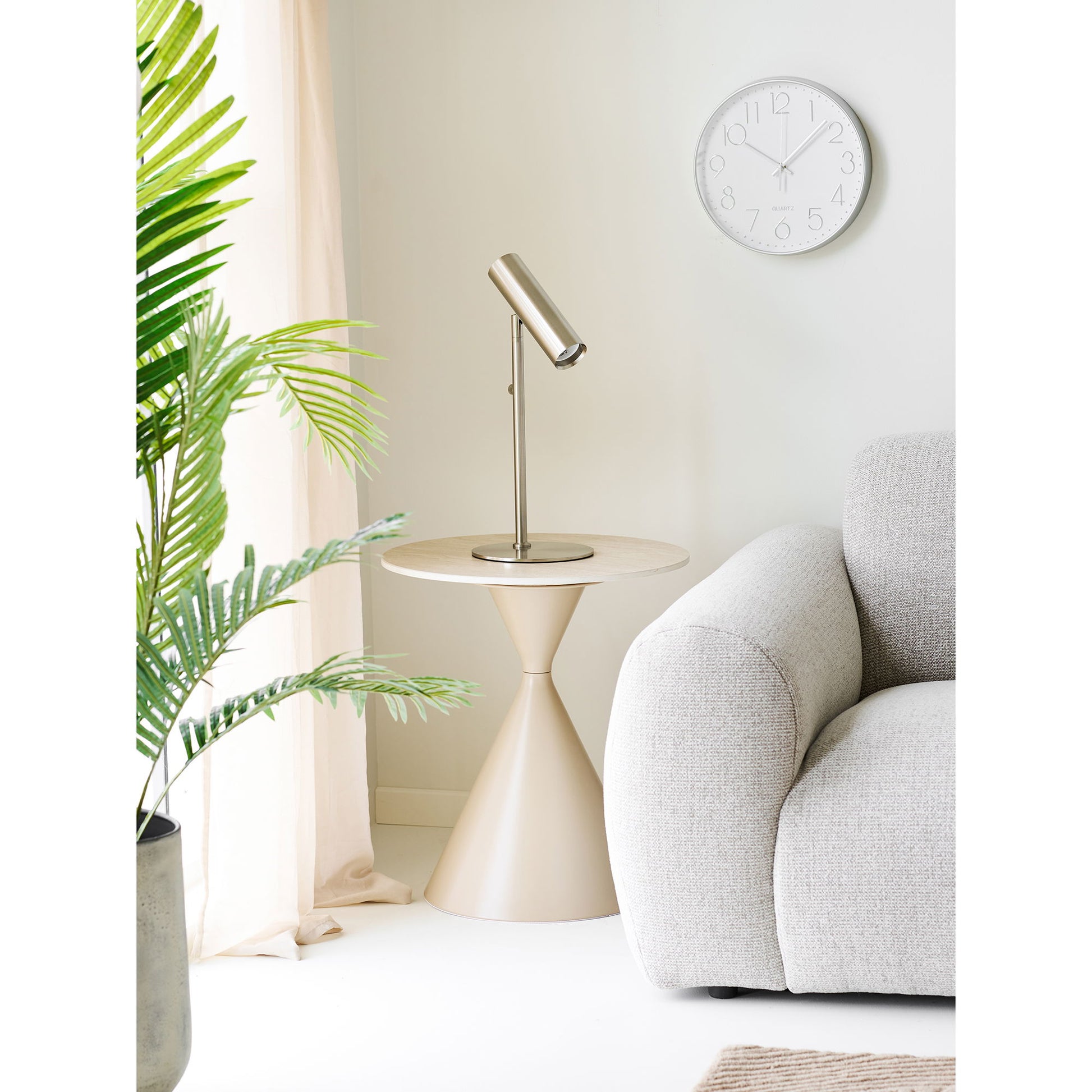 Annecy Hjørnebord - Hjørnebord, Keramisk Bordplade/Stål, Travertin/Sand Ø50X56 Cm ⎮ 5713917041046 ⎮ 2151070 