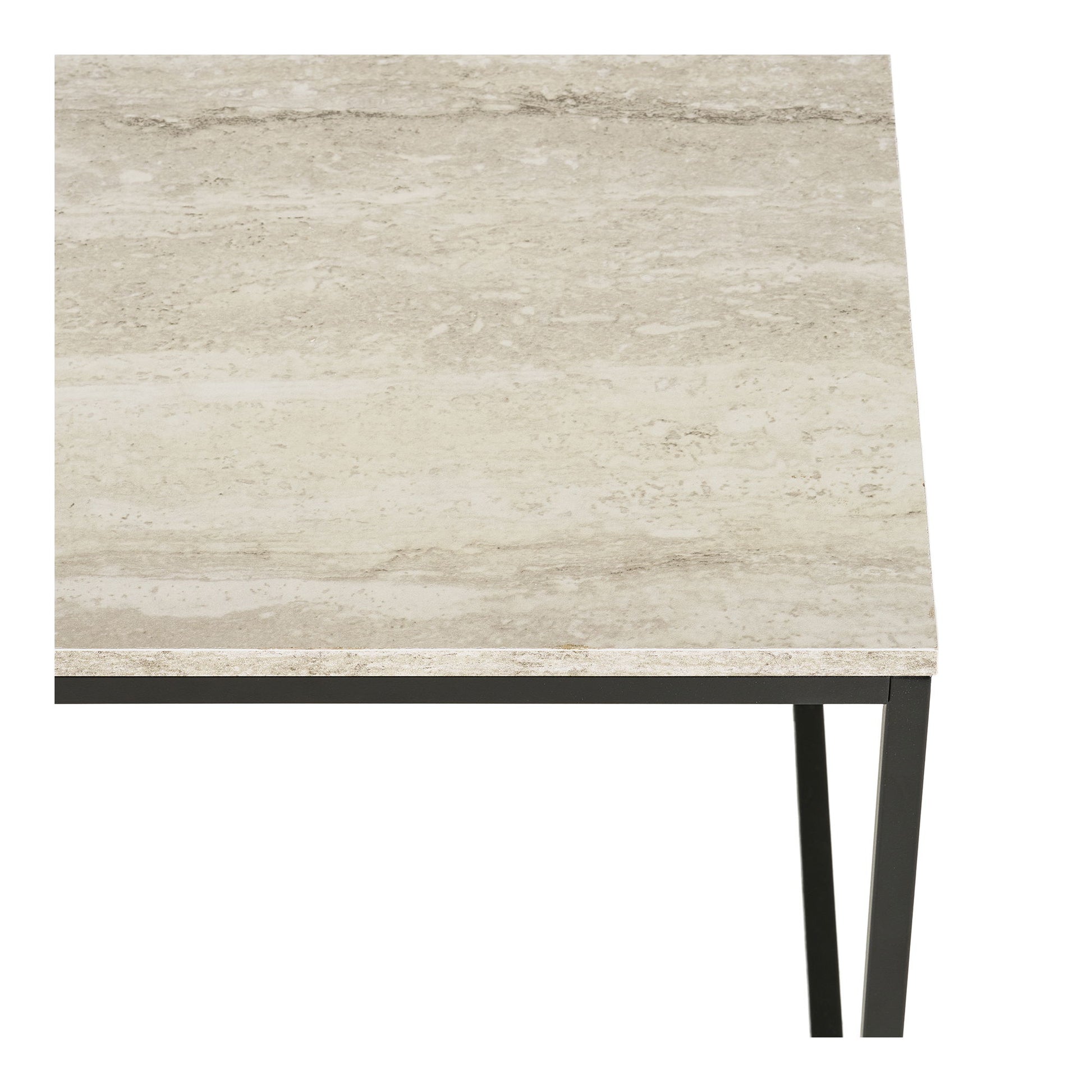 Vita Hjørnebord - Hjørnebord, Travertin Look, Sort Stel 45X45X45 Cm ⎮ 5713917038411 ⎮ 2151402 