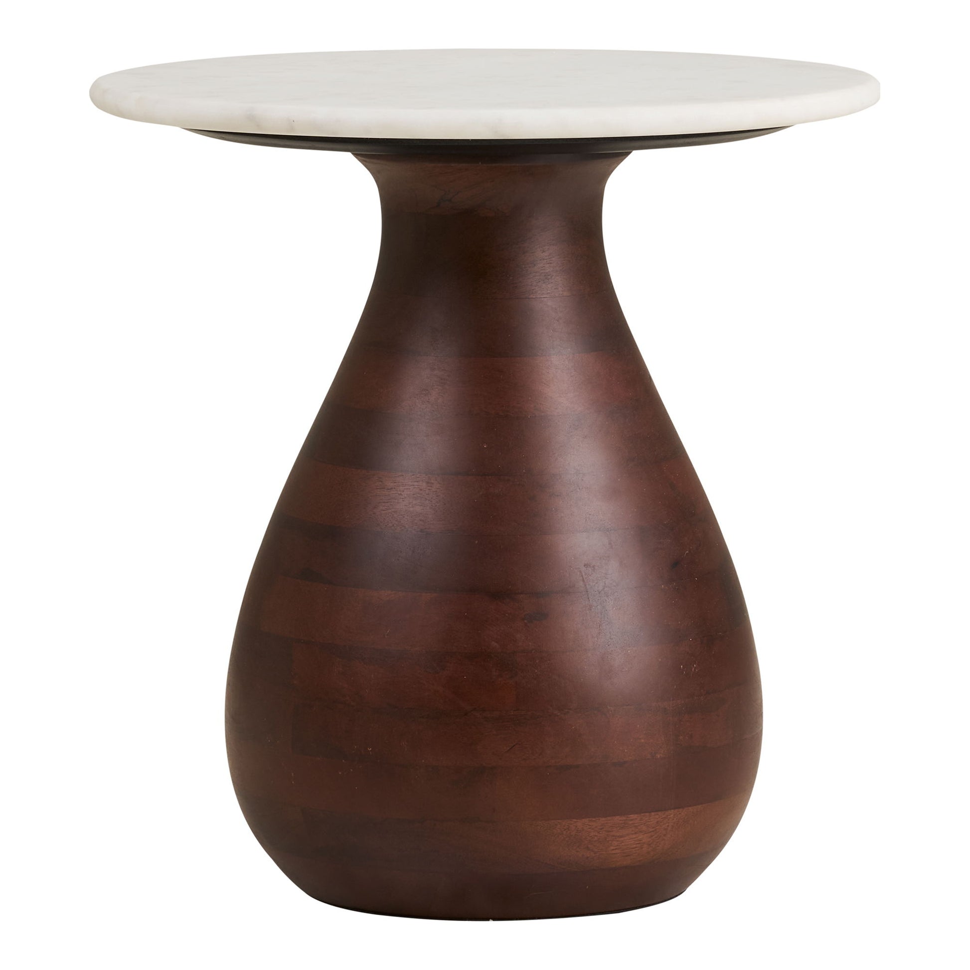 Heide Hjørnebord - Hjørnebord, Mango Træ/Marmor, Mørkebrun/Hvid Ø40X41 Cm ⎮ 5713917040872 ⎮ 2151502 