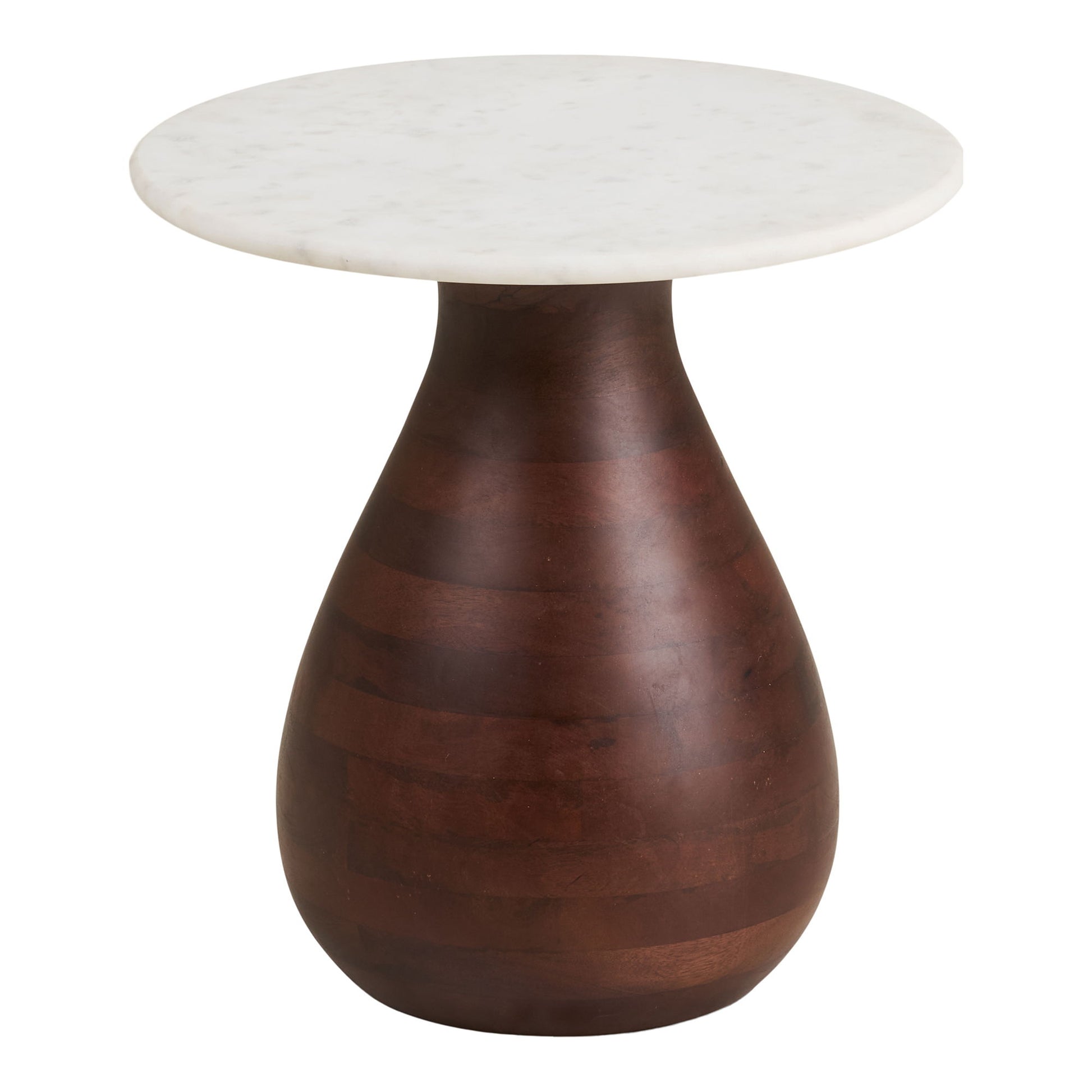 Heide Hjørnebord - Hjørnebord, Mango Træ/Marmor, Mørkebrun/Hvid Ø40X41 Cm ⎮ 5713917040872 ⎮ 2151502 