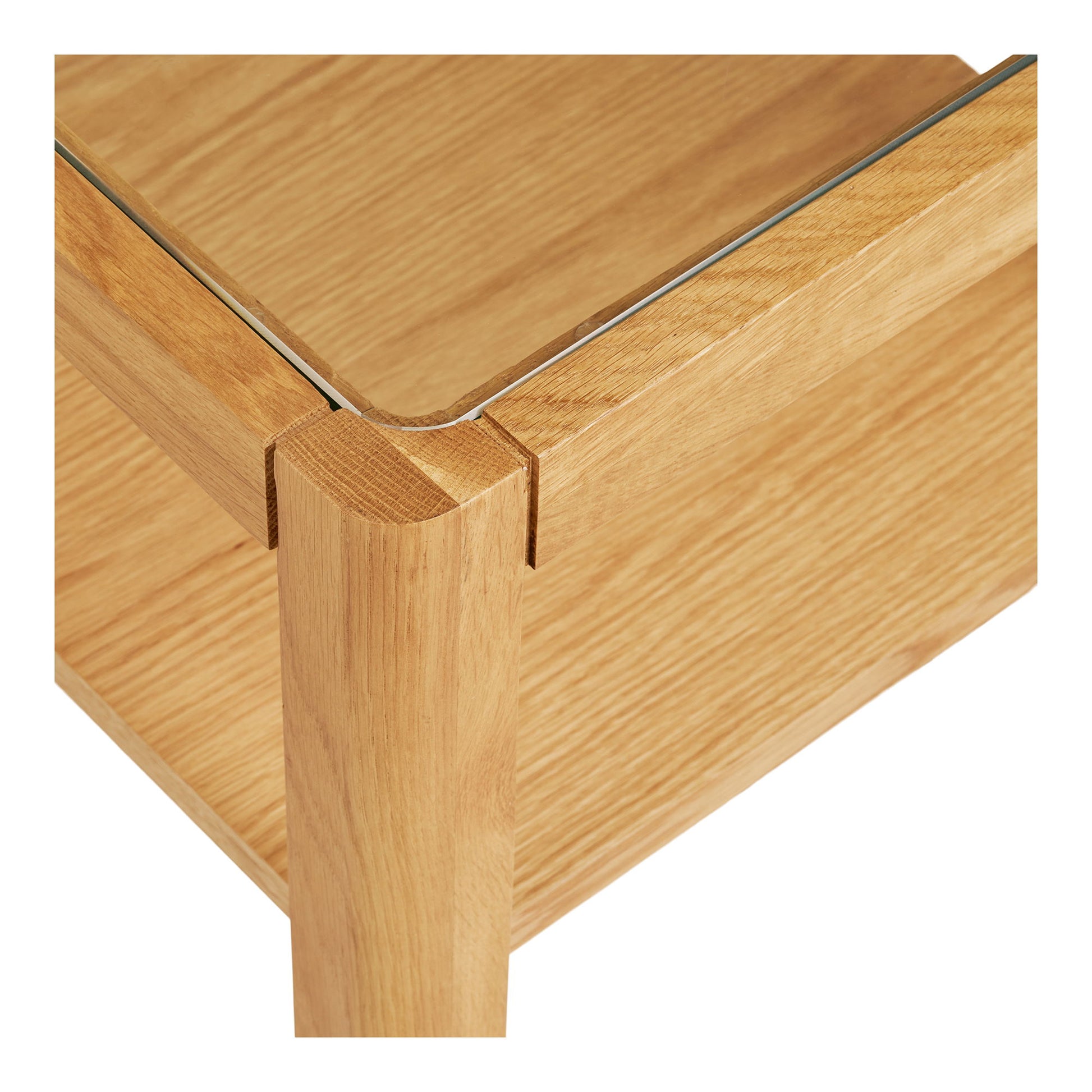 Lourmarin Hjørnebord - Hjørnebord, Eg/Egefiner/Hærdet Glas, Natur 40X40X45 Cm ⎮ 5713917043613 ⎮ 2151505 