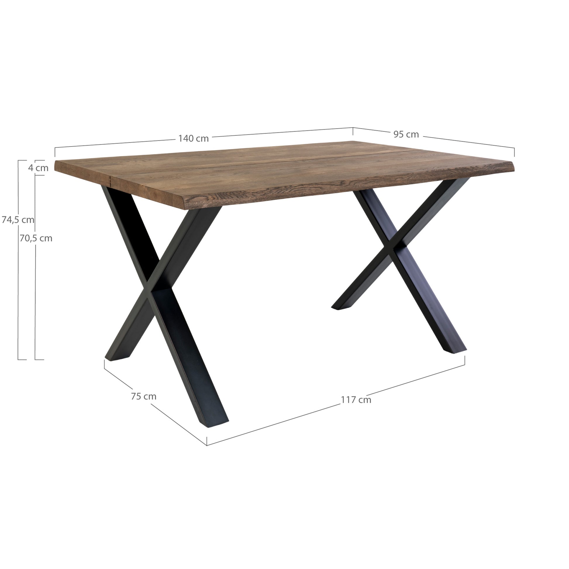 Toulon Spisebord - Spisebord Med Bølget Kant, Egetræ, Smoked, Forberedt Til Tillægsplader<Br>95X140X75 Cm ⎮ 5713917004935 ⎮ 2201490 