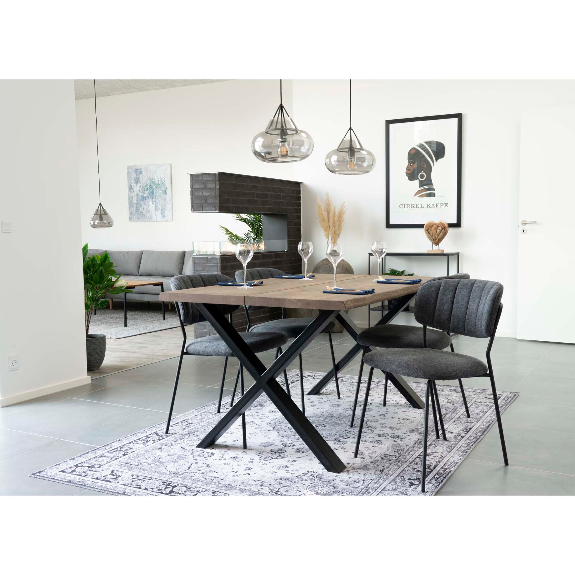 Toulon Spisebord - Spisebord Med Bølget Kant, Egetræ, Smoked, Forberedt Til Tillægsplader<Br>95X140X75 Cm ⎮ 5713917004935 ⎮ 2201490 