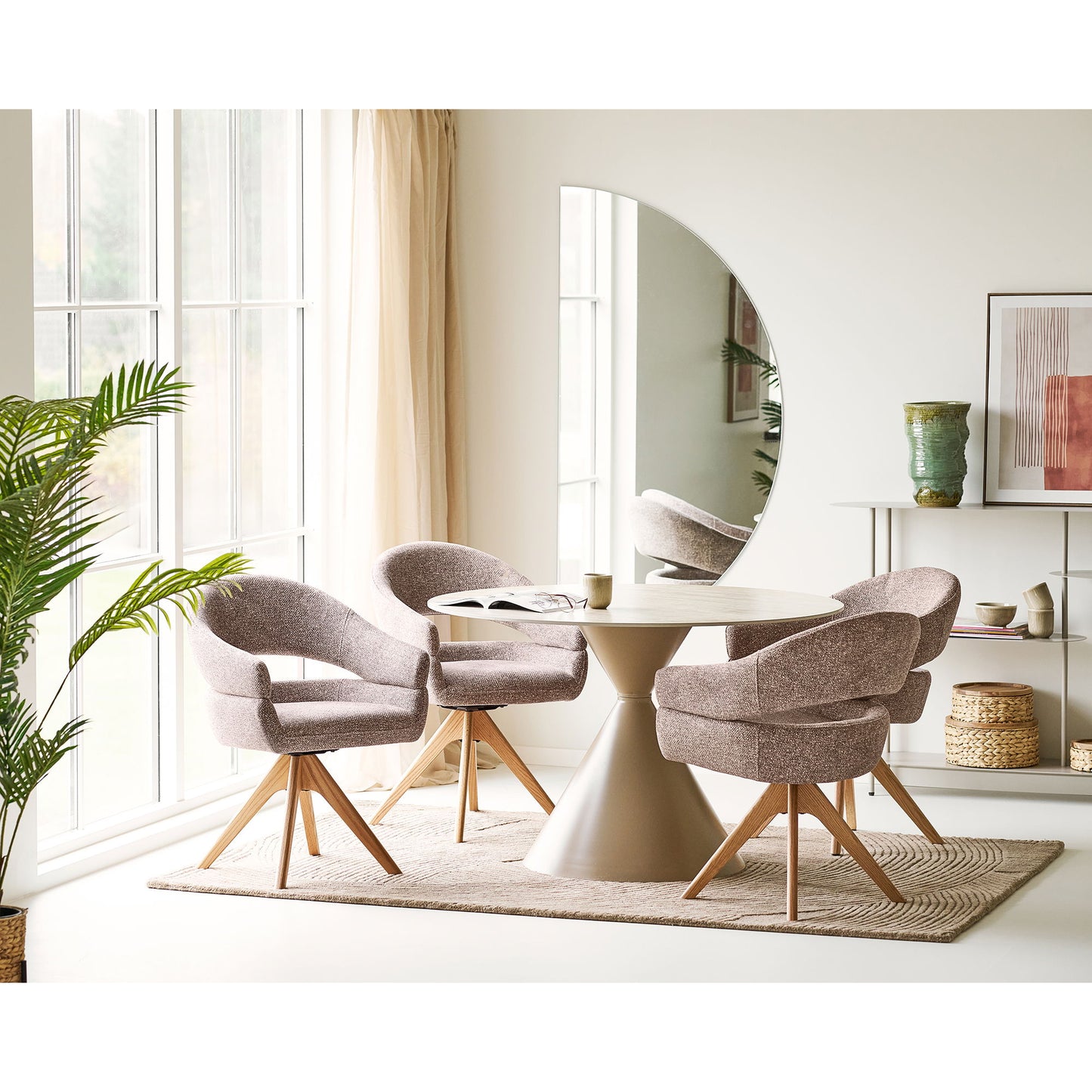 Annecy Spisebord - Spisebord, Keramisk Bordplade/Stål, Travertin/Sand Ø120X76 Cm ⎮ 5713917041039 ⎮ 2202050 