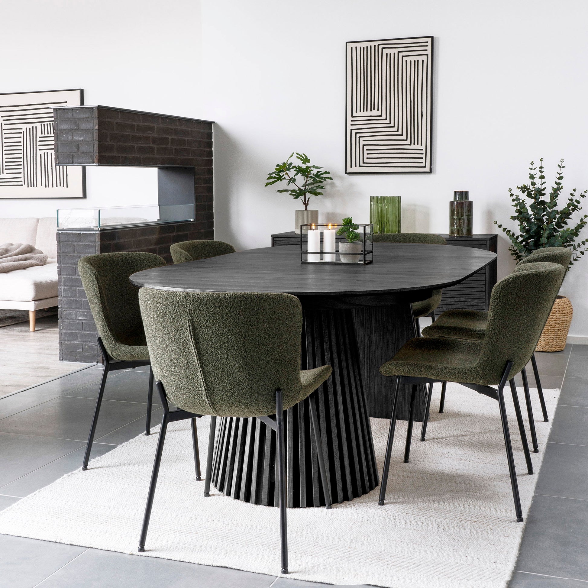 Osaka Spisebord - Spisebord, Egefiner, Sort, Inkl. To Tillægsplader 120X200-250-300X75 Cm ⎮ 5713917043798 ⎮ 2202987 