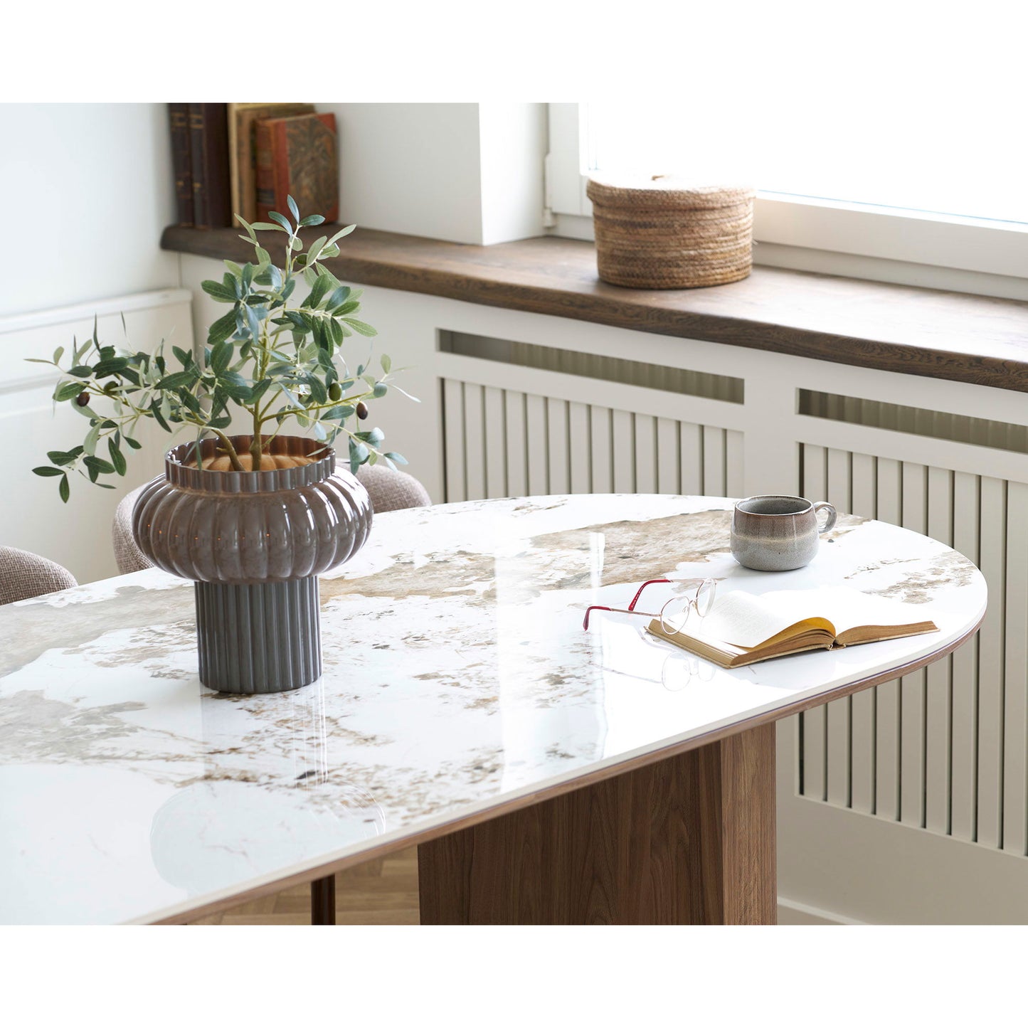 Athens Spisebord - Spisebord, Keramik Bordplade, Hvid/Brun 100X210X76 Cm ⎮ 5713917043538 ⎮ 2203137 