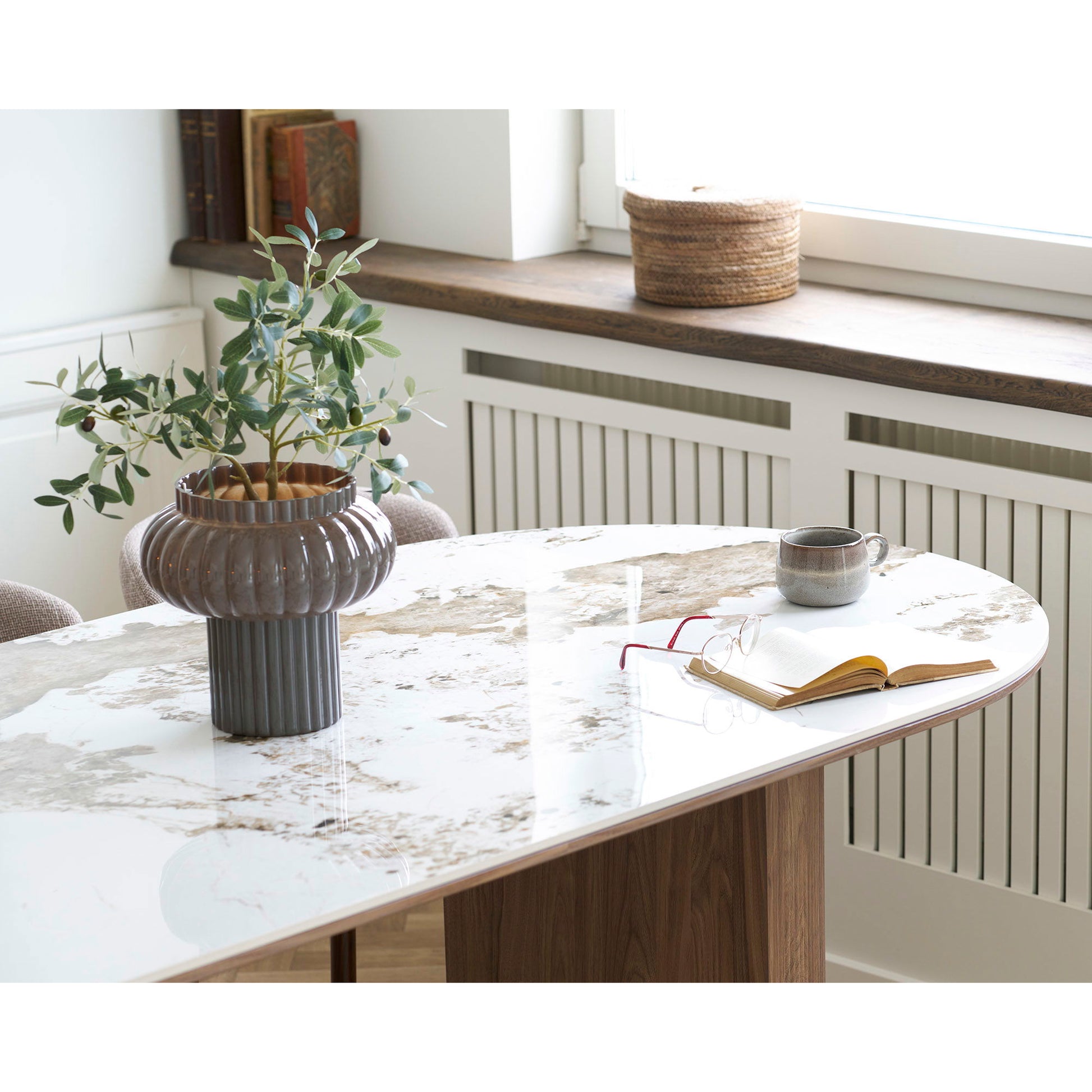 Athens Spisebord - Spisebord, Keramik Bordplade, Hvid/Brun 100X210X76 Cm ⎮ 5713917043538 ⎮ 2203137 