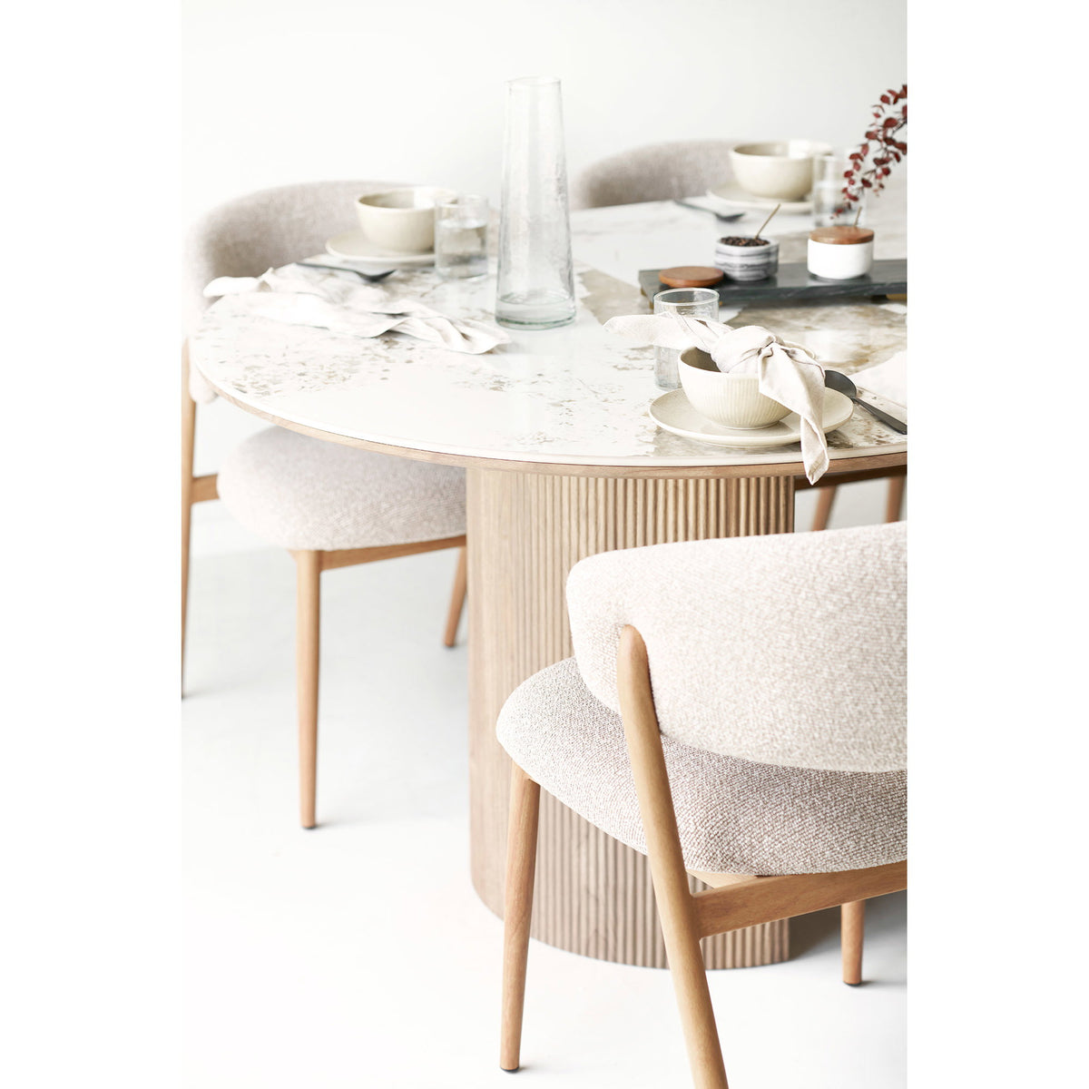 Athens Spisebord - Spisebord, Keramik Bordplade, Hvid/Brun, Inkl. To Tillægsplader Ø120X120-160-200X76 Cm ⎮ 5713917044719 ⎮ 2203138 