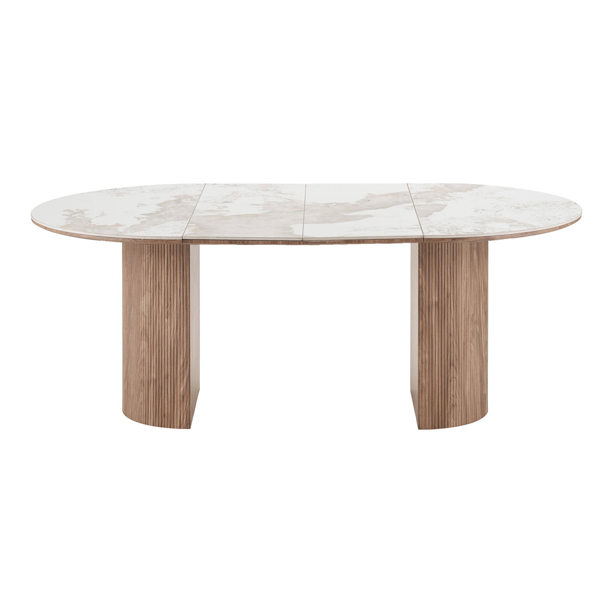 Athens Spisebord - Spisebord, Keramik Bordplade, Hvid/Brun, Inkl. To Tillægsplader Ø120X120-160-200X76 Cm ⎮ 5713917044719 ⎮ 2203138 