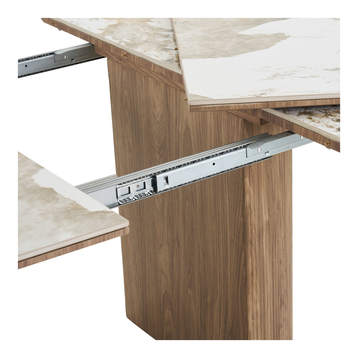Athens Spisebord - Spisebord, Keramik Bordplade, Hvid/Brun, Inkl. To Tillægsplader Ø120X120-160-200X76 Cm ⎮ 5713917044719 ⎮ 2203138 