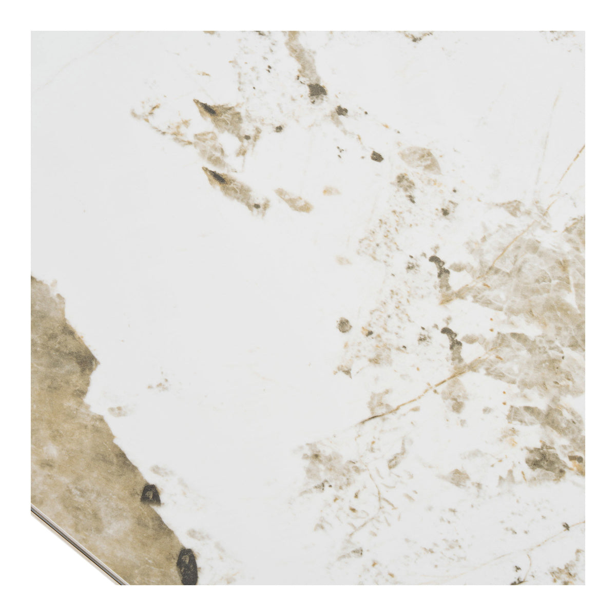 Athens Spisebord - Spisebord, Keramik Bordplade, Hvid/Brun, Inkl. To Tillægsplader Ø120X120-160-200X76 Cm ⎮ 5713917044719 ⎮ 2203138 
