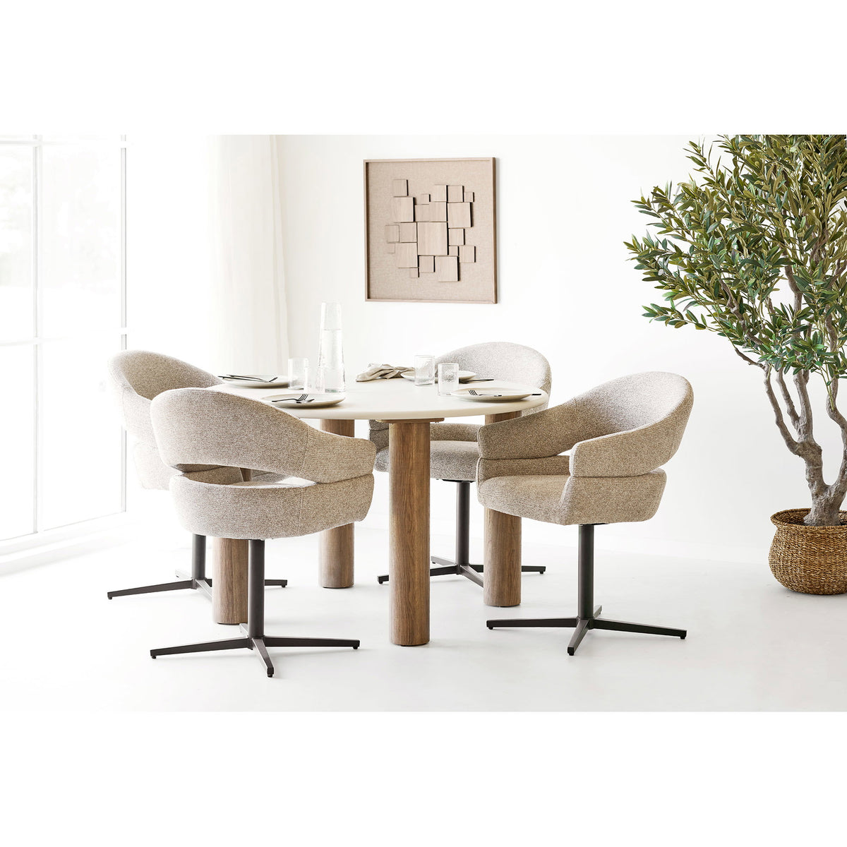 Fondi Spisebord - Spisebord, Cement Look, Sand/Brun Ø120X76 Cm ⎮ 5713917046751 ⎮ 2203153 