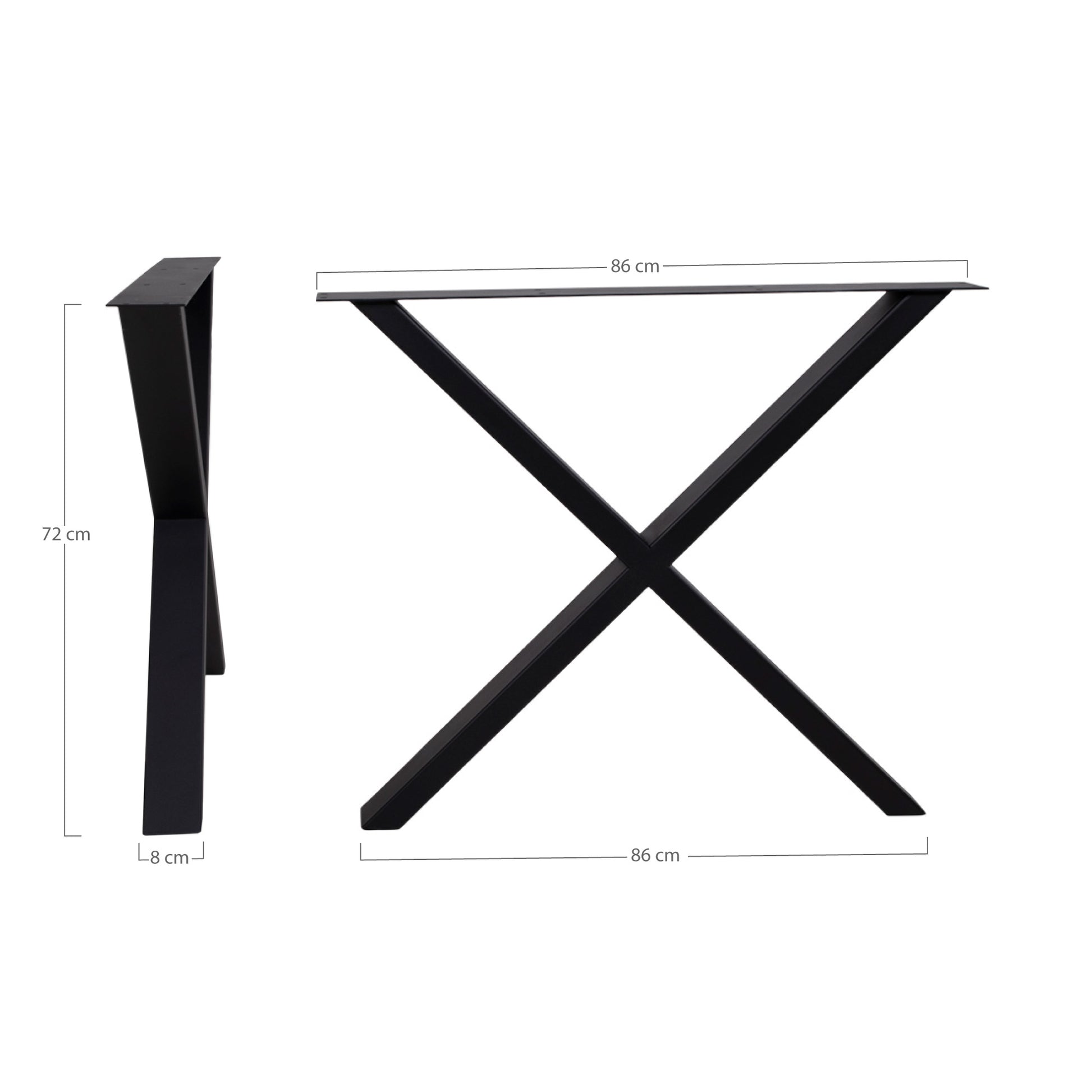 Nimes Bordben - Ben Til Spisebord, Pulverlakeret  Sort, Design X, 8X86X72 Cm ⎮ 5713917001637 ⎮ 2301300 