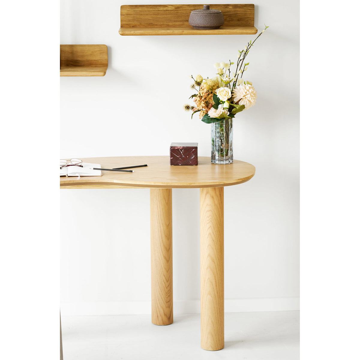 Livigno Skrivebord - Skrivebord, Eg/Egefiner, Organisk Form, Natur 60X120X75 Cm ⎮ 5713917046607 ⎮ 2402060 