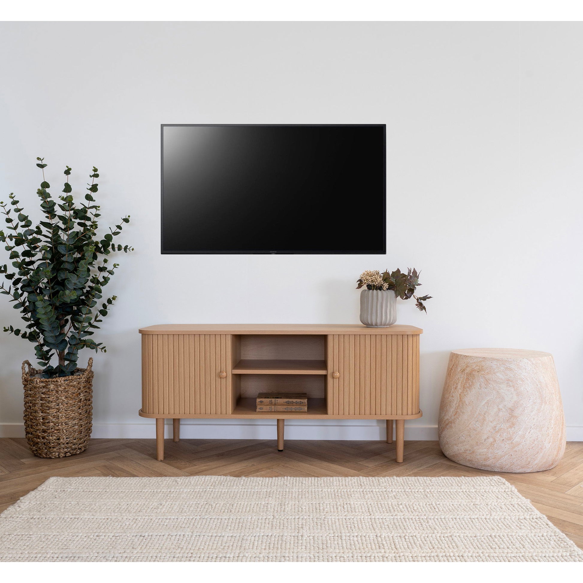 Nikko Tv-Bænk - Tv-Bænk, 2 Låger, Natur 113X40X52 Cm ⎮ 5713917031788 ⎮ 2502000 