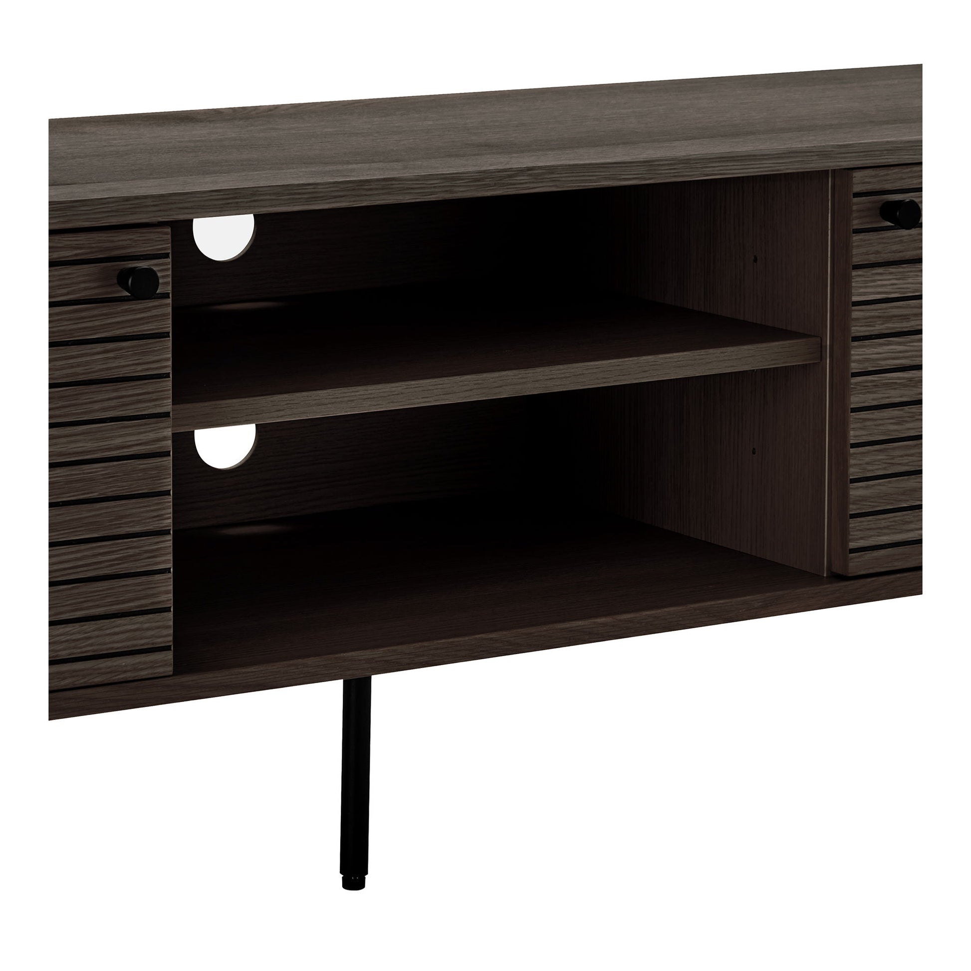 Kyoto Tv-Bænk - Tv-Bænk, 2 Låger, 2 Hylder, Egefiner, Smoked, Sorte Metalben 150X40X50 Cm ⎮ 5713917032457 ⎮ 2502011 