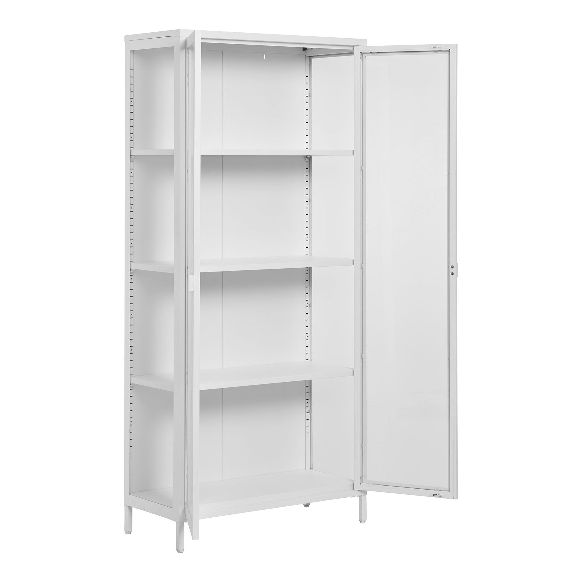 Brisbane Vitrineskab - Vitrineskab, 2 Glaslåger, Stål, Hvid 80X35X175 Cm ⎮ 5713917031443 ⎮ 3001041 