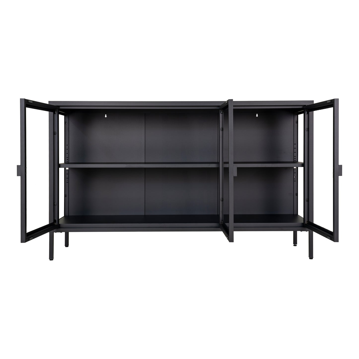 Brisbane Skænk - Skænk, 3 Glaslåger, Stål, Sort 140X40X85 Cm ⎮ 5713917018536 ⎮ 3001050 