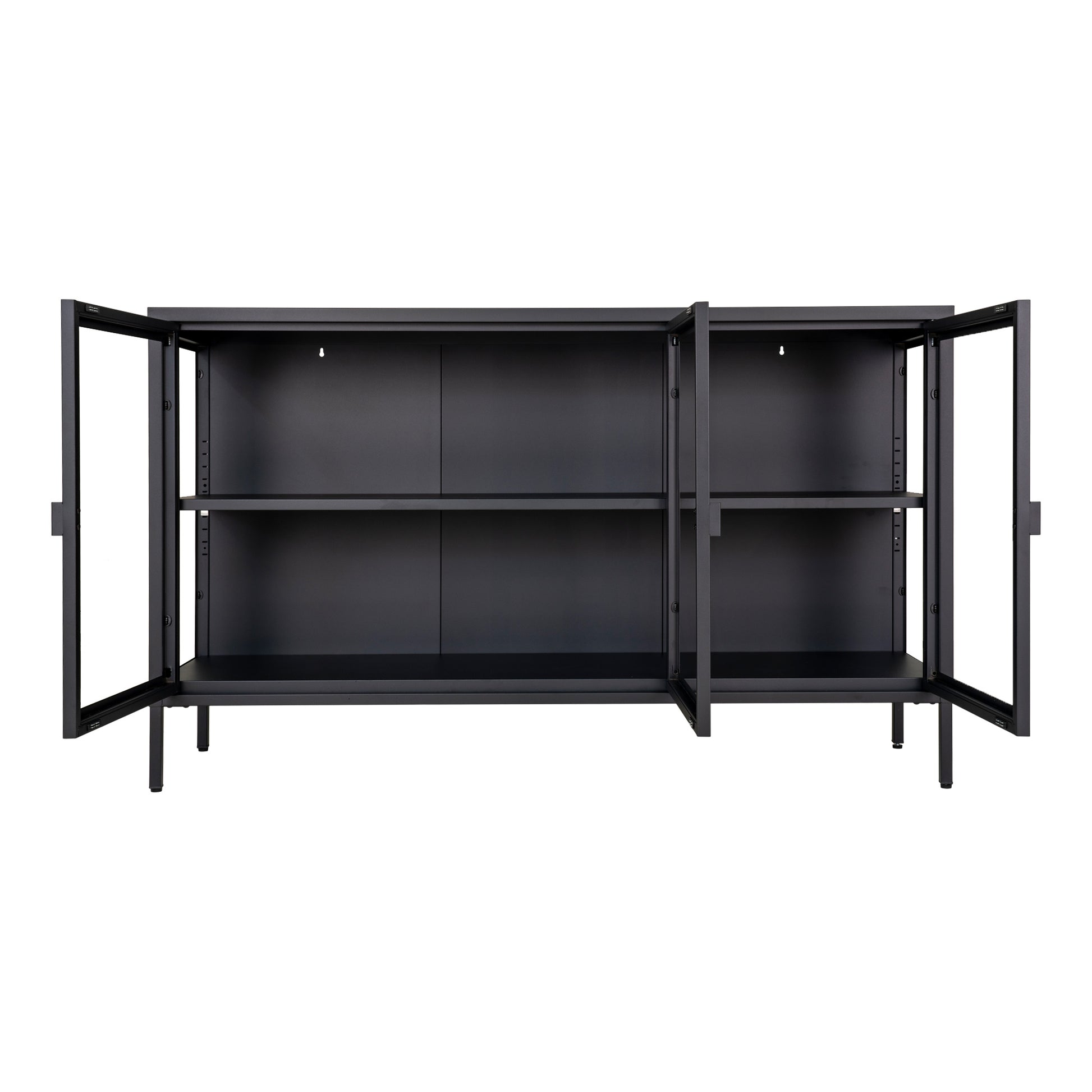 Brisbane Skænk - Skænk, 3 Glaslåger, Stål, Sort 140X40X85 Cm ⎮ 5713917018536 ⎮ 3001050 