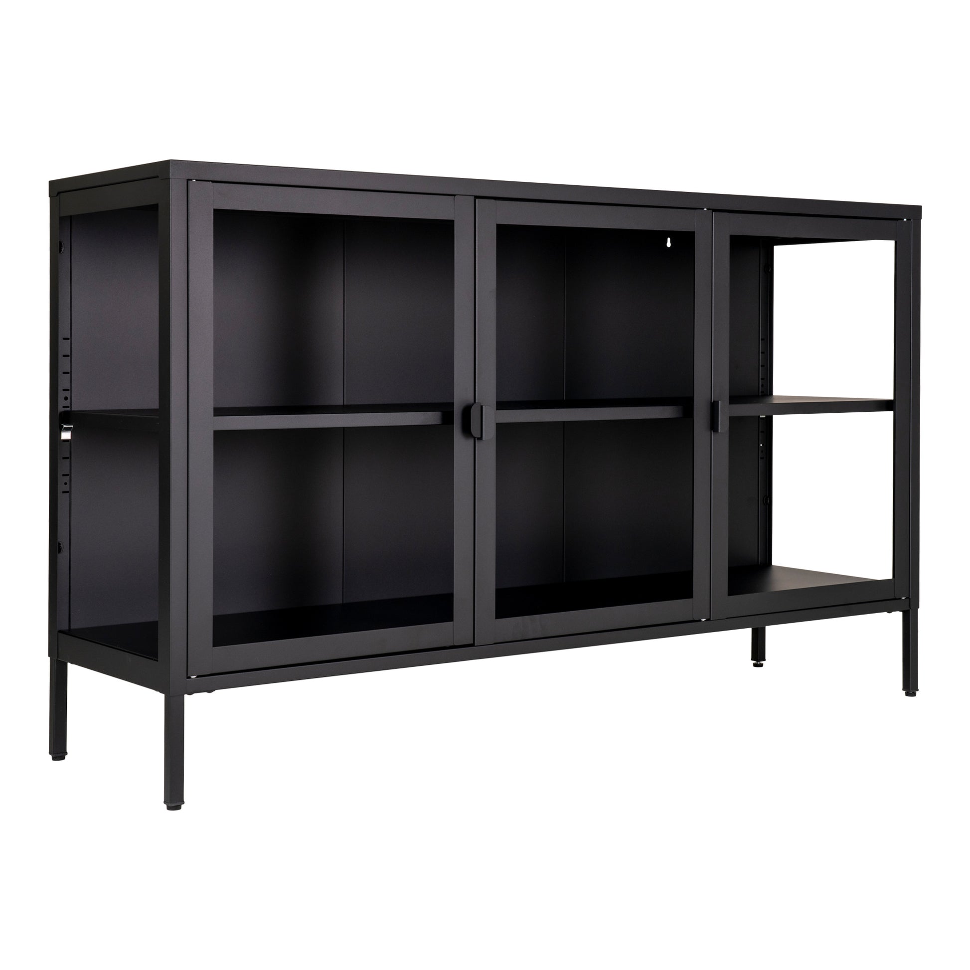 Brisbane Skænk - Skænk, 3 Glaslåger, Stål, Sort 140X40X85 Cm ⎮ 5713917018536 ⎮ 3001050 