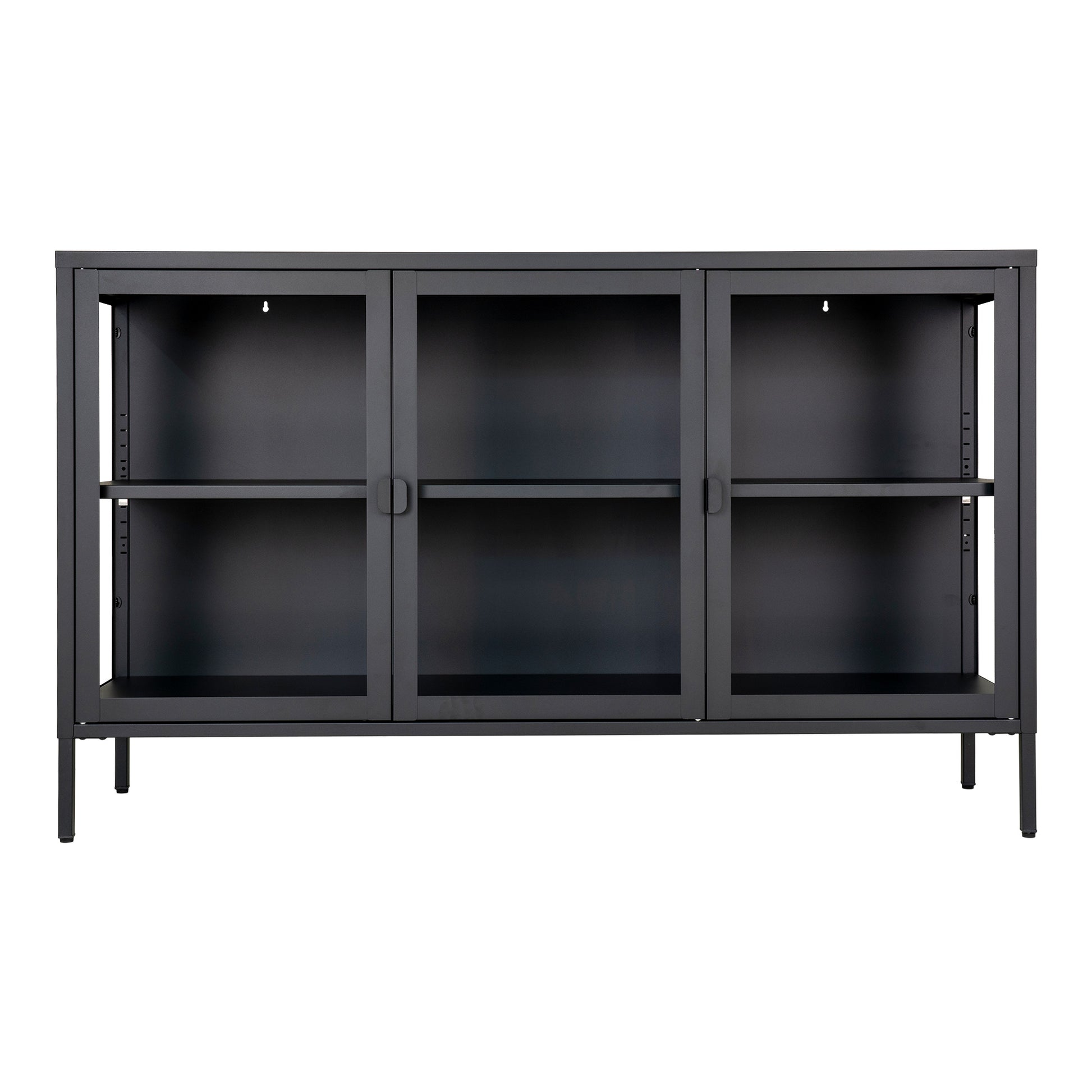 Brisbane Skænk - Skænk, 3 Glaslåger, Stål, Sort 140X40X85 Cm ⎮ 5713917018536 ⎮ 3001050 