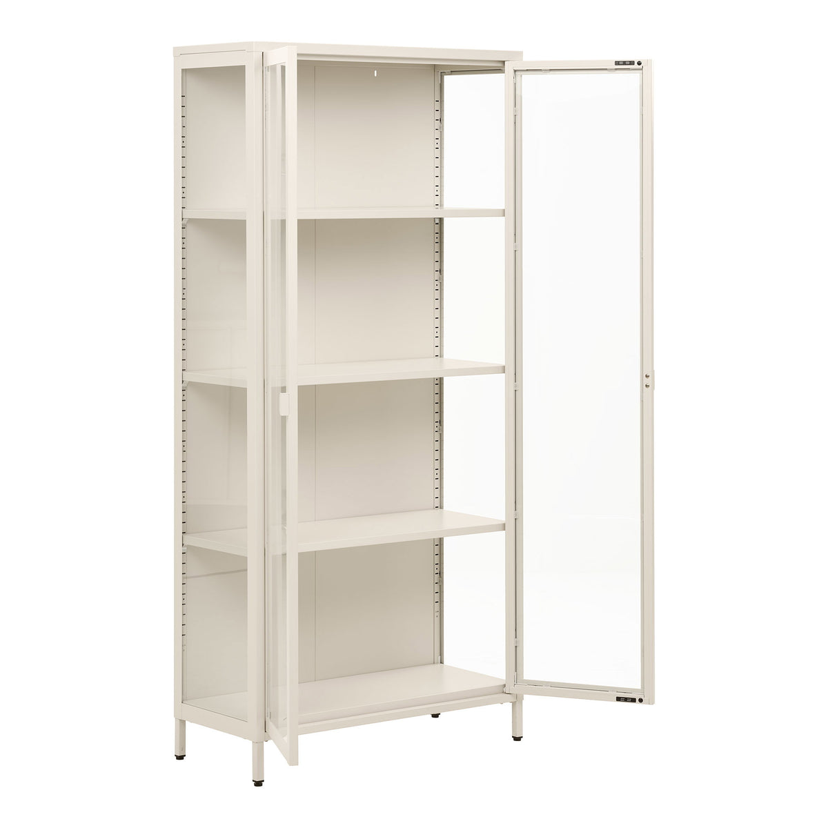 Brisbane Vitrineskab - Vitrineskab, 2 Glaslåger, Stål, Off White 80X35X175 Cm ⎮ 5713917045723 ⎮ 3001081 