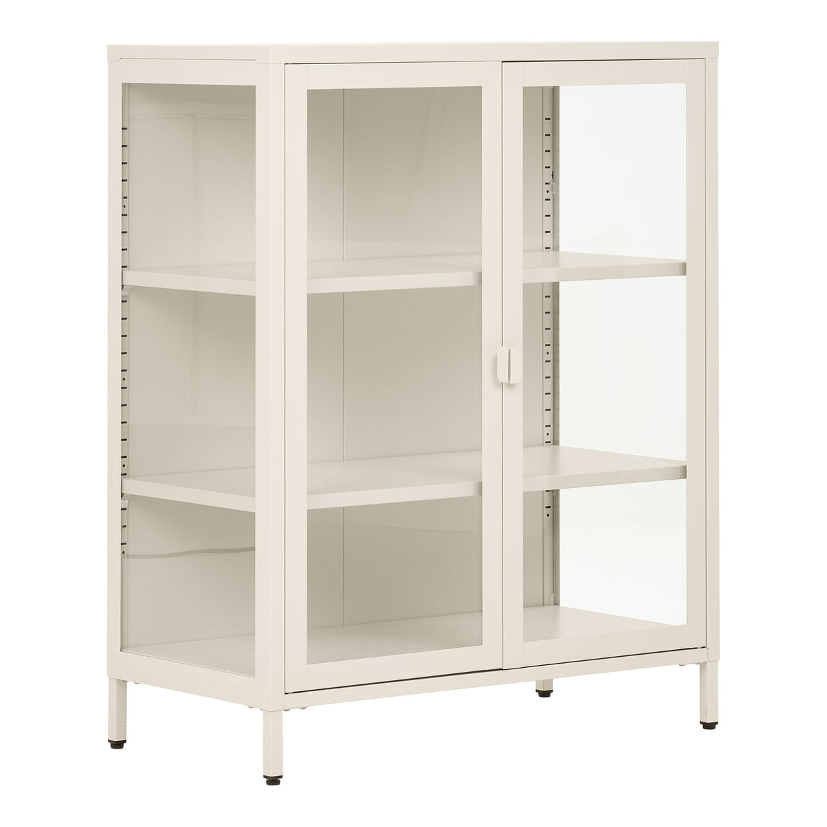 Brisbane Vitrineskab - Vitrineskab, 2 Glaslåger, Stål, Off White 80X40X101 Cm ⎮ 5713917045730 ⎮ 3001082 
