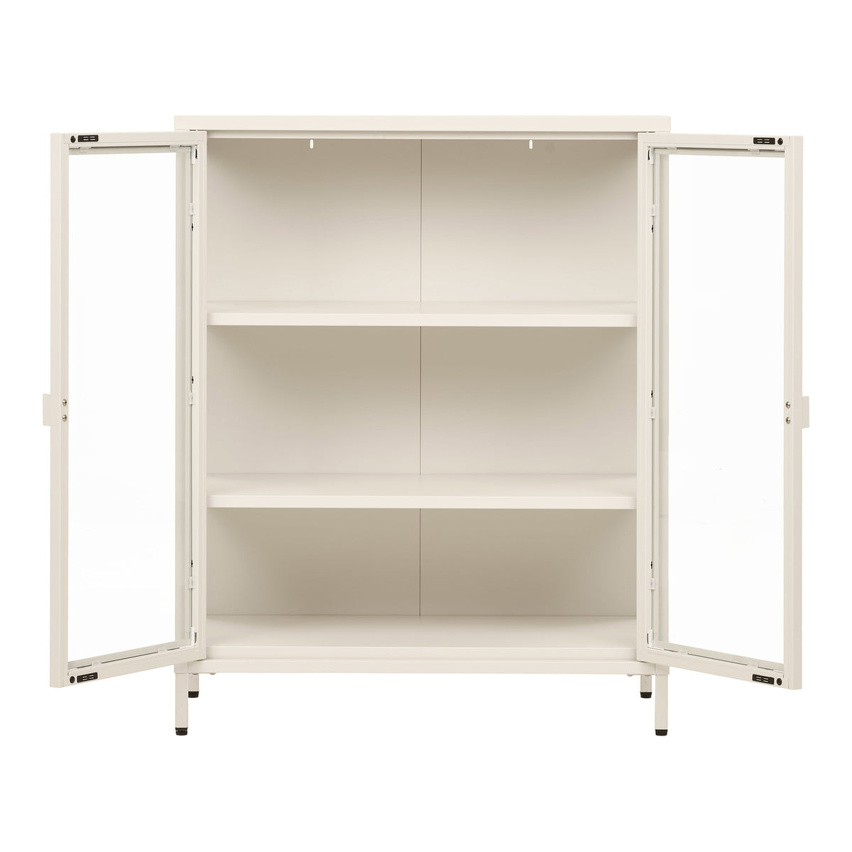 Brisbane Vitrineskab - Vitrineskab, 2 Glaslåger, Stål, Off White 80X40X101 Cm ⎮ 5713917045730 ⎮ 3001082 