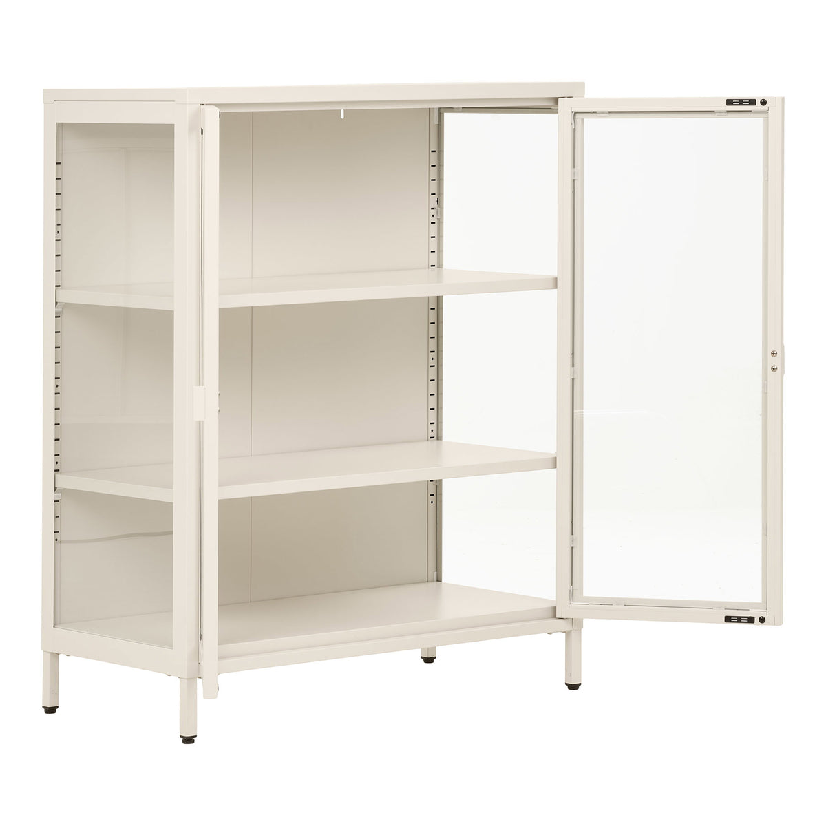 Brisbane Vitrineskab - Vitrineskab, 2 Glaslåger, Stål, Off White 80X40X101 Cm ⎮ 5713917045730 ⎮ 3001082 