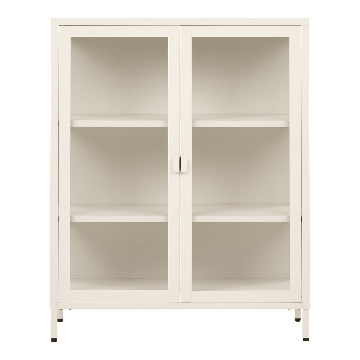 Brisbane Vitrineskab - Vitrineskab, 2 Glaslåger, Stål, Off White 80X40X101 Cm ⎮ 5713917045730 ⎮ 3001082 