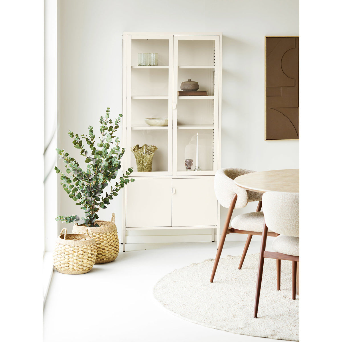 Brisbane Vitrineskab - Vitrineskab, 4 Låger, Stål, Off White 80X35X180 Cm ⎮ 5713917045747 ⎮ 3001083 