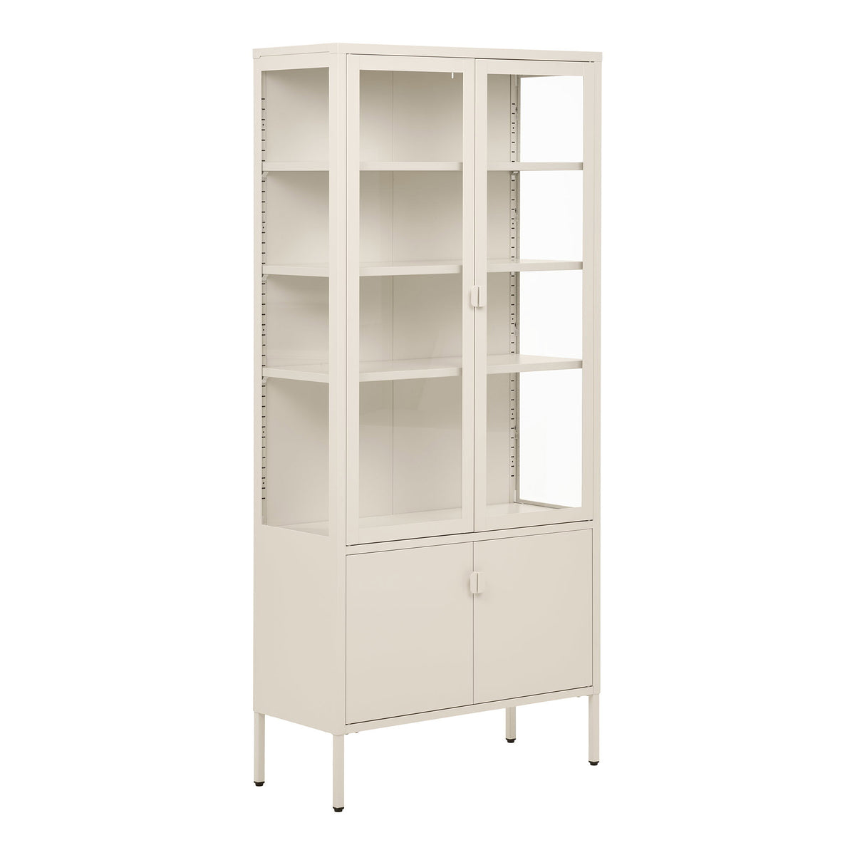 Brisbane Vitrineskab - Vitrineskab, 4 Låger, Stål, Off White 80X35X180 Cm ⎮ 5713917045747 ⎮ 3001083 