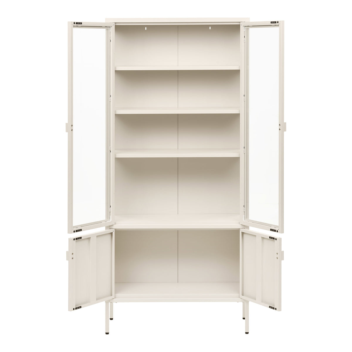 Brisbane Vitrineskab - Vitrineskab, 4 Låger, Stål, Off White 80X35X180 Cm ⎮ 5713917045747 ⎮ 3001083 