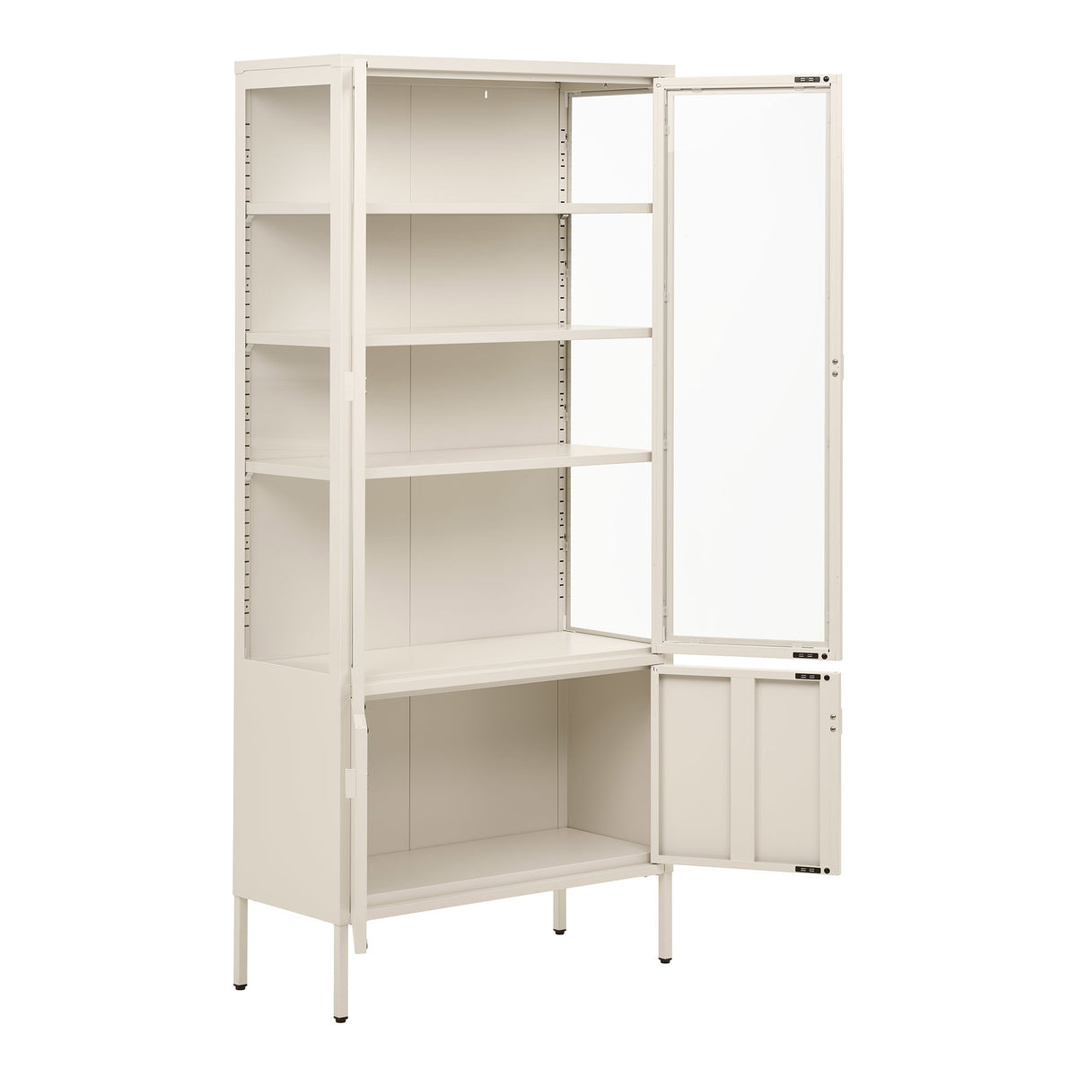 Brisbane Vitrineskab - Vitrineskab, 4 Låger, Stål, Off White 80X35X180 Cm ⎮ 5713917045747 ⎮ 3001083 