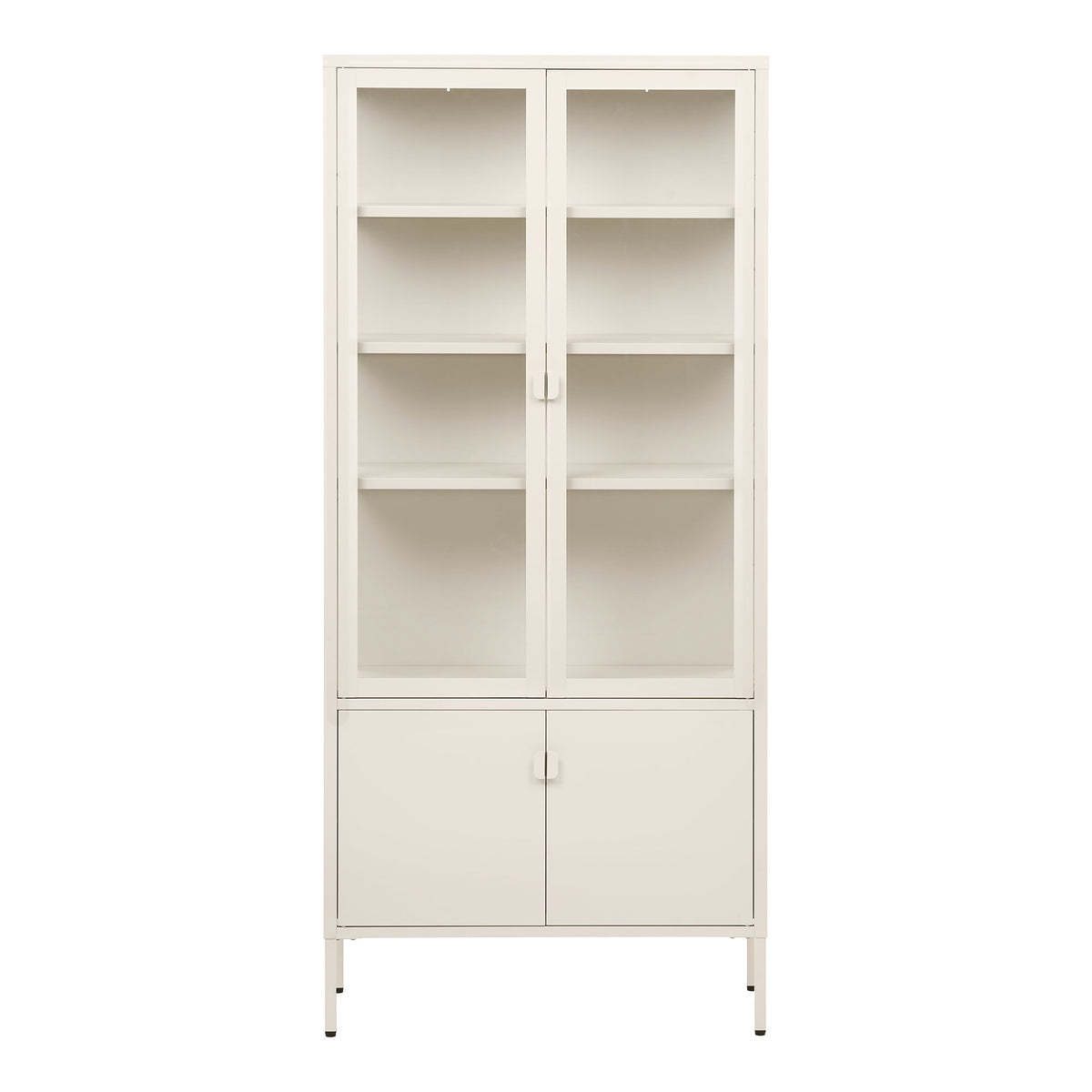 Brisbane Vitrineskab - Vitrineskab, 4 Låger, Stål, Off White 80X35X180 Cm ⎮ 5713917045747 ⎮ 3001083 