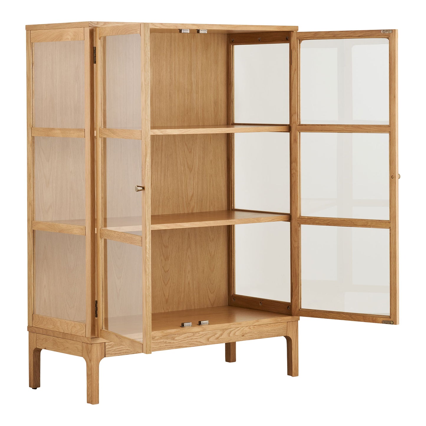 Zamora Vitrineskab - Vitrineskab, 2 Glaslåger, 2 Hylder, Eg/Egefiner/Hærdet Glas, Natur 40X90X126 Cm ⎮ 5713917040490 ⎮ 3001501 