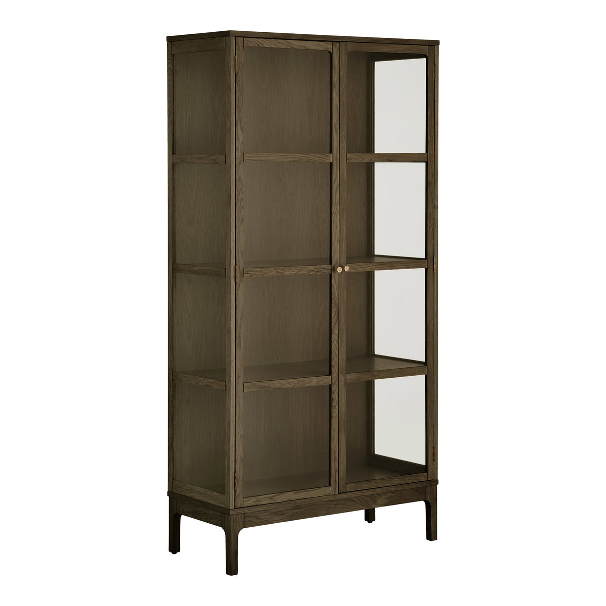 Zamora Vitrineskab - Vitrineskab, 2 Glaslåger, 3 Hylder, Eg/Egefiner/Hærdet Glas, Mørkebrun 40X90X180 Cm ⎮ 5713917047123 ⎮ 3001600