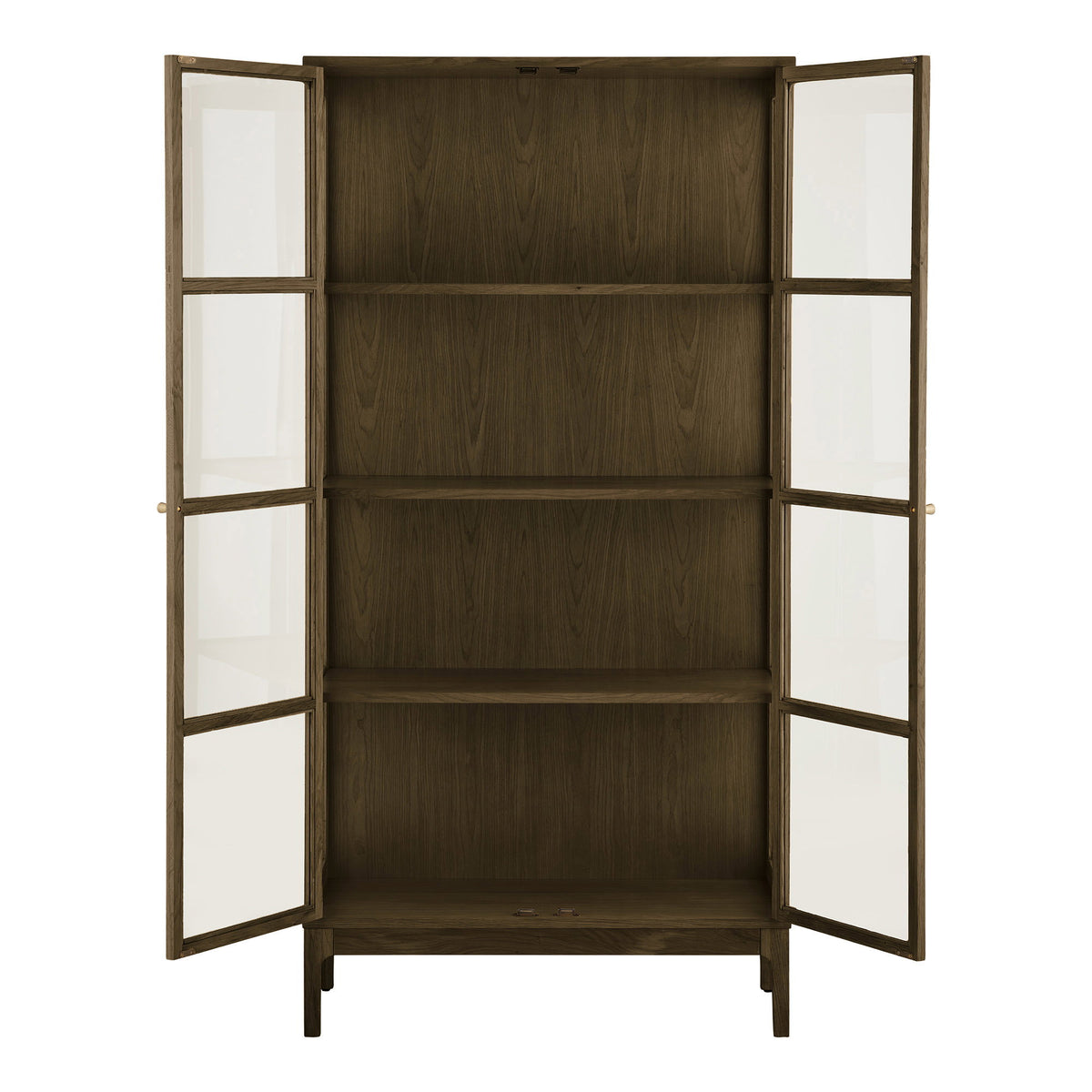 Zamora Vitrineskab - Vitrineskab, 2 Glaslåger, 3 Hylder, Eg/Egefiner/Hærdet Glas, Mørkebrun 40X90X180 Cm ⎮ 5713917047123 ⎮ 3001600