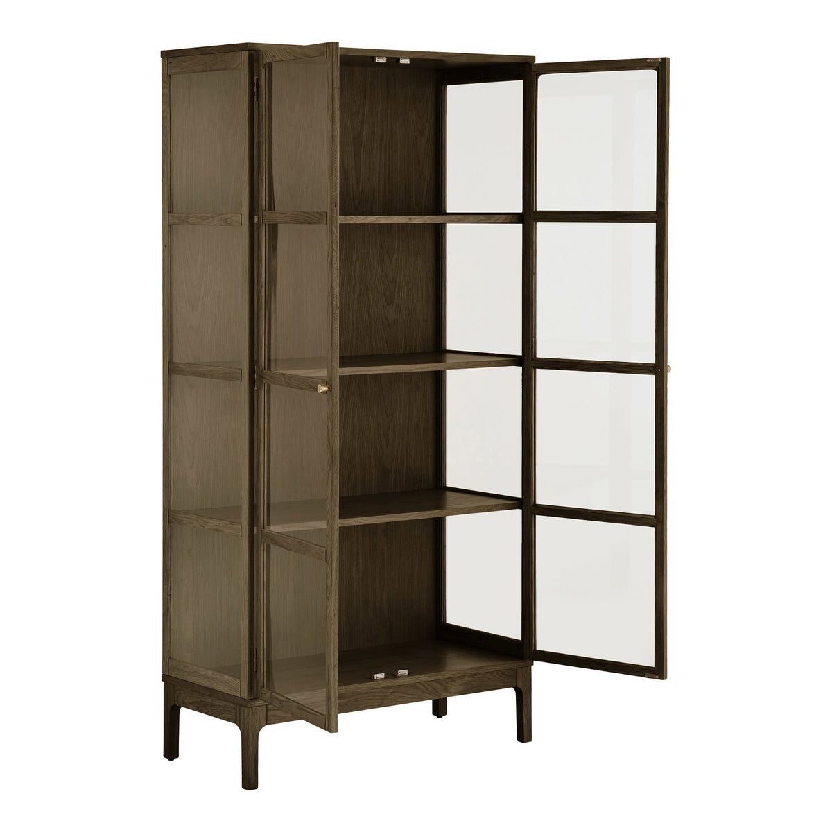 Zamora Vitrineskab - Vitrineskab, 2 Glaslåger, 3 Hylder, Eg/Egefiner/Hærdet Glas, Mørkebrun 40X90X180 Cm ⎮ 5713917047123 ⎮ 3001600