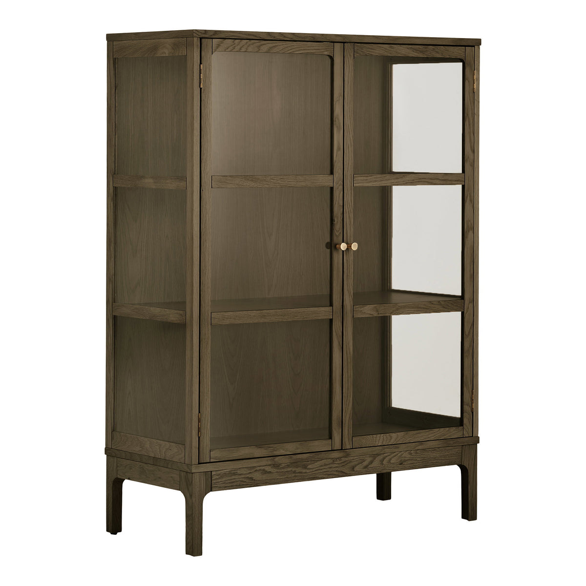 Zamora Vitrineskab - Vitrineskab, 2 Glaslåger, 2 Hylder, Eg/Egefiner/Hærdet Glas 40X90X126 Cm ⎮ 5713917047185 ⎮ 3001601
