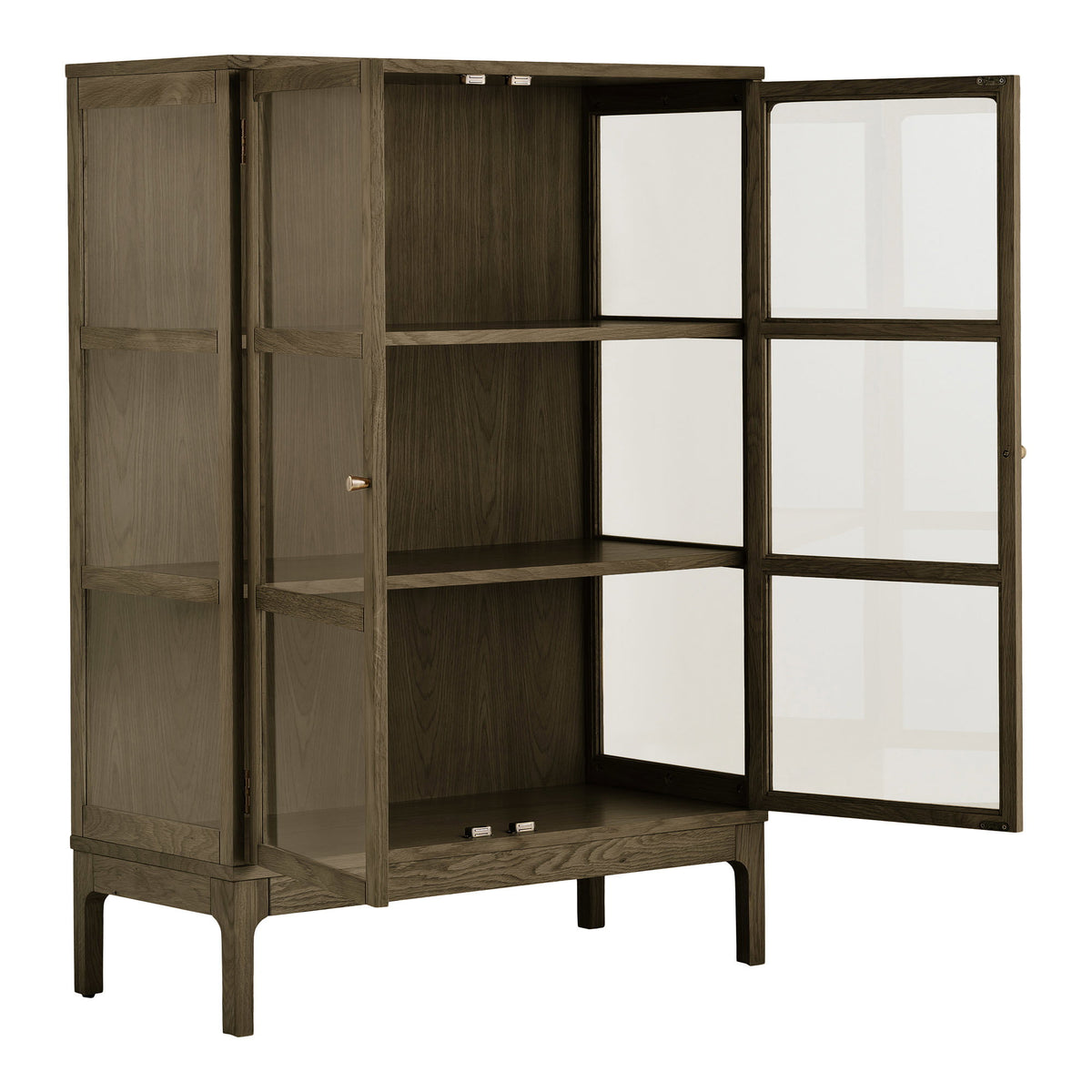 Zamora Vitrineskab - Vitrineskab, 2 Glaslåger, 2 Hylder, Eg/Egefiner/Hærdet Glas 40X90X126 Cm ⎮ 5713917047185 ⎮ 3001601